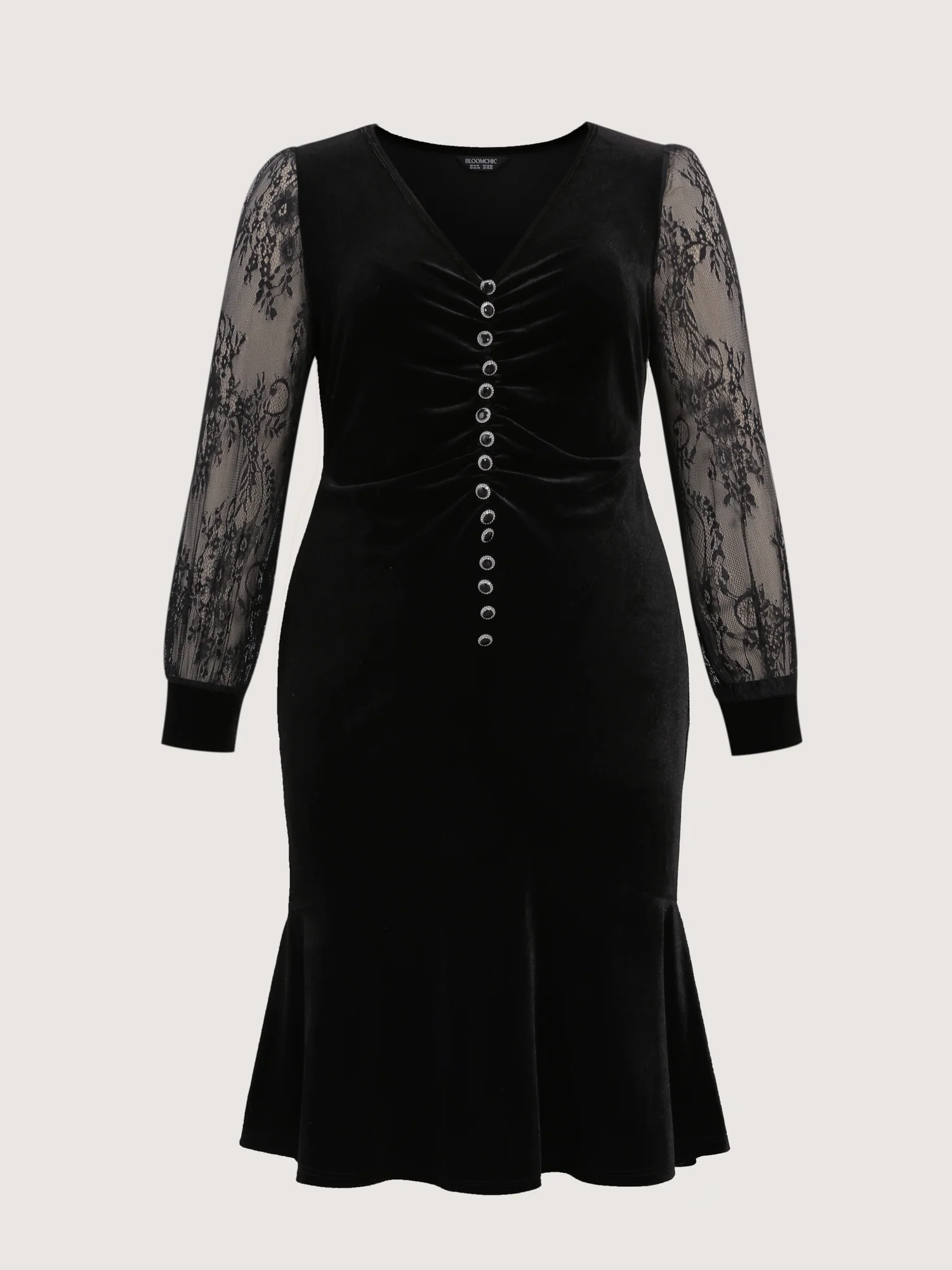 Timeless Velvet Lace Mesh Midi Dress - Image 7