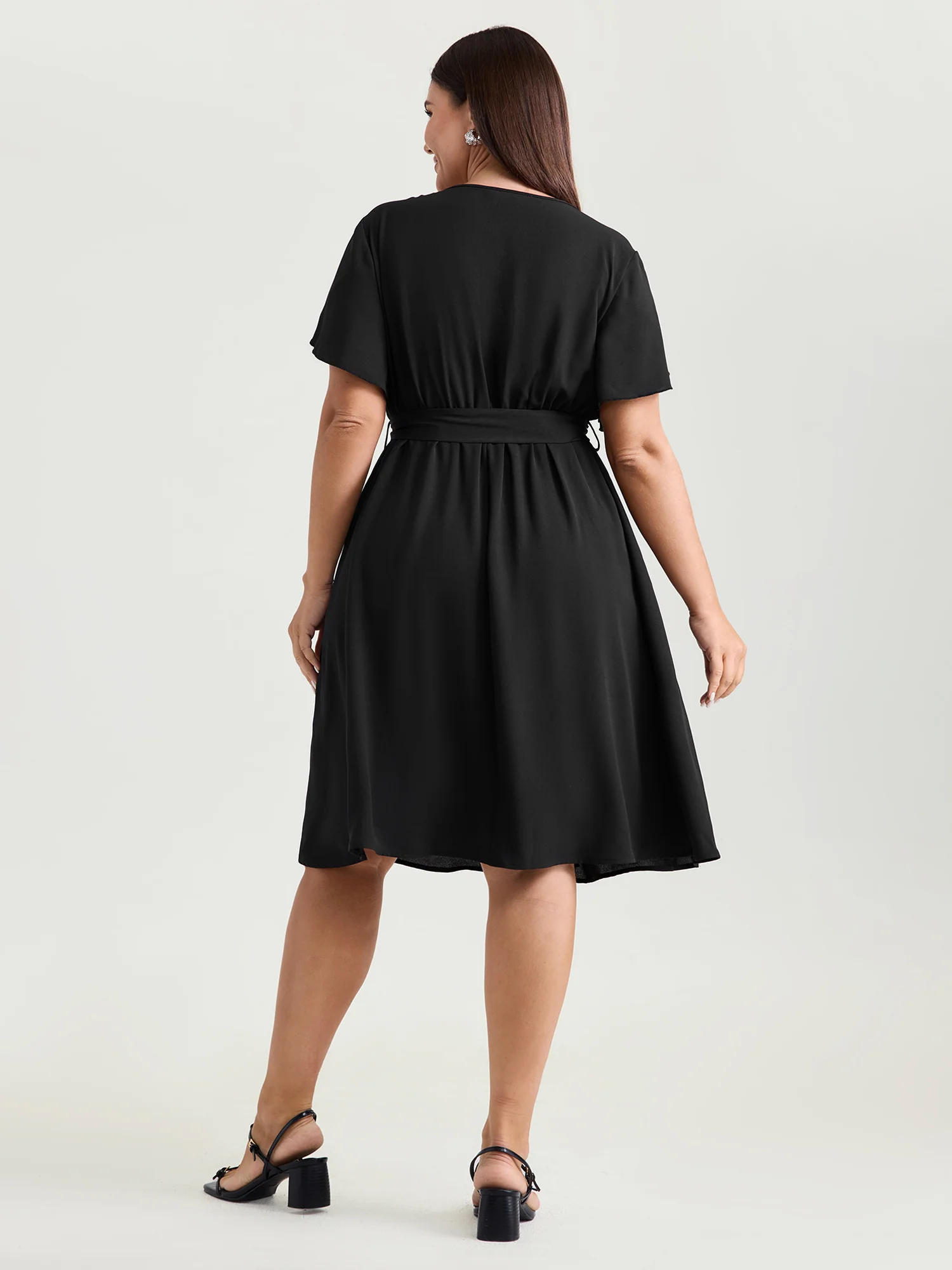 Timeless Waist-Tie Pleated Detail Mini Dress - Image 4
