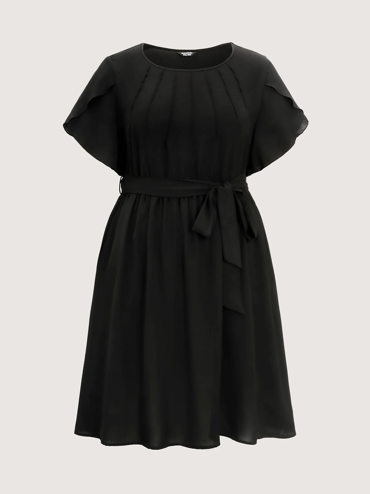 Timeless Waist-Tie Pleated Detail Mini Dress - Image 7