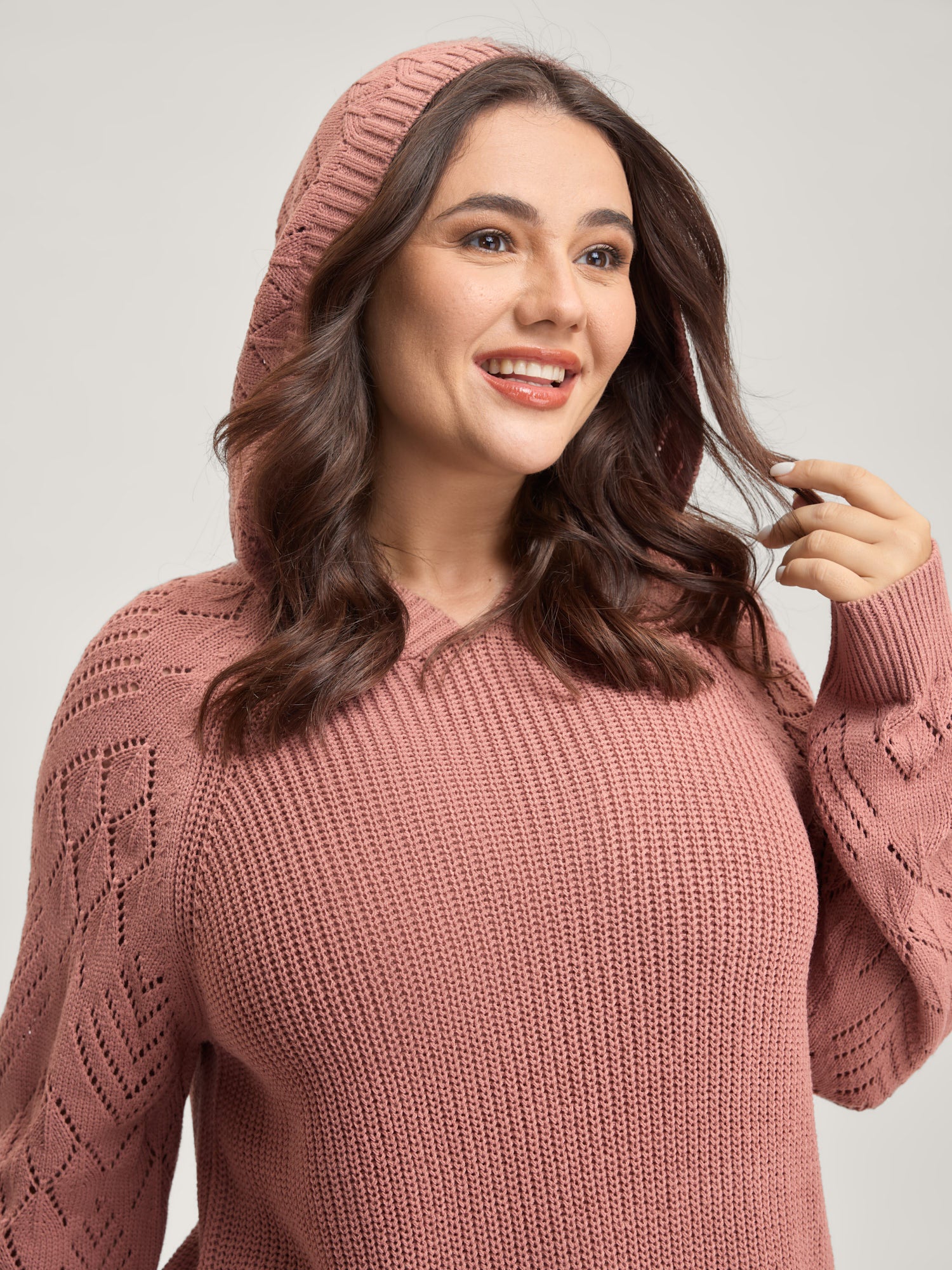 Tissue Textured Hooded Cut-Out Pullover - Image 2