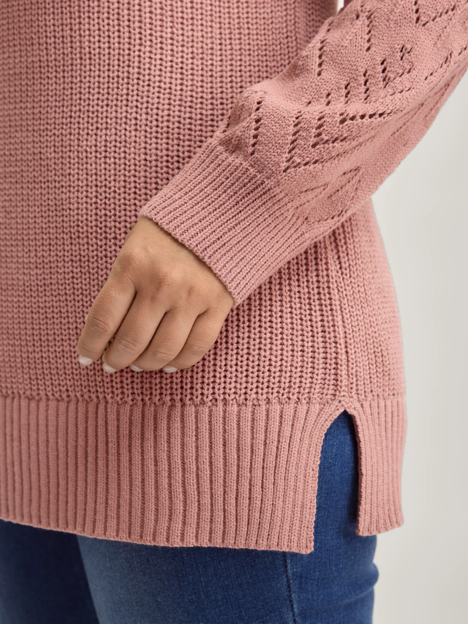 Tissue Textured Hooded Cut-Out Pullover - Image 3