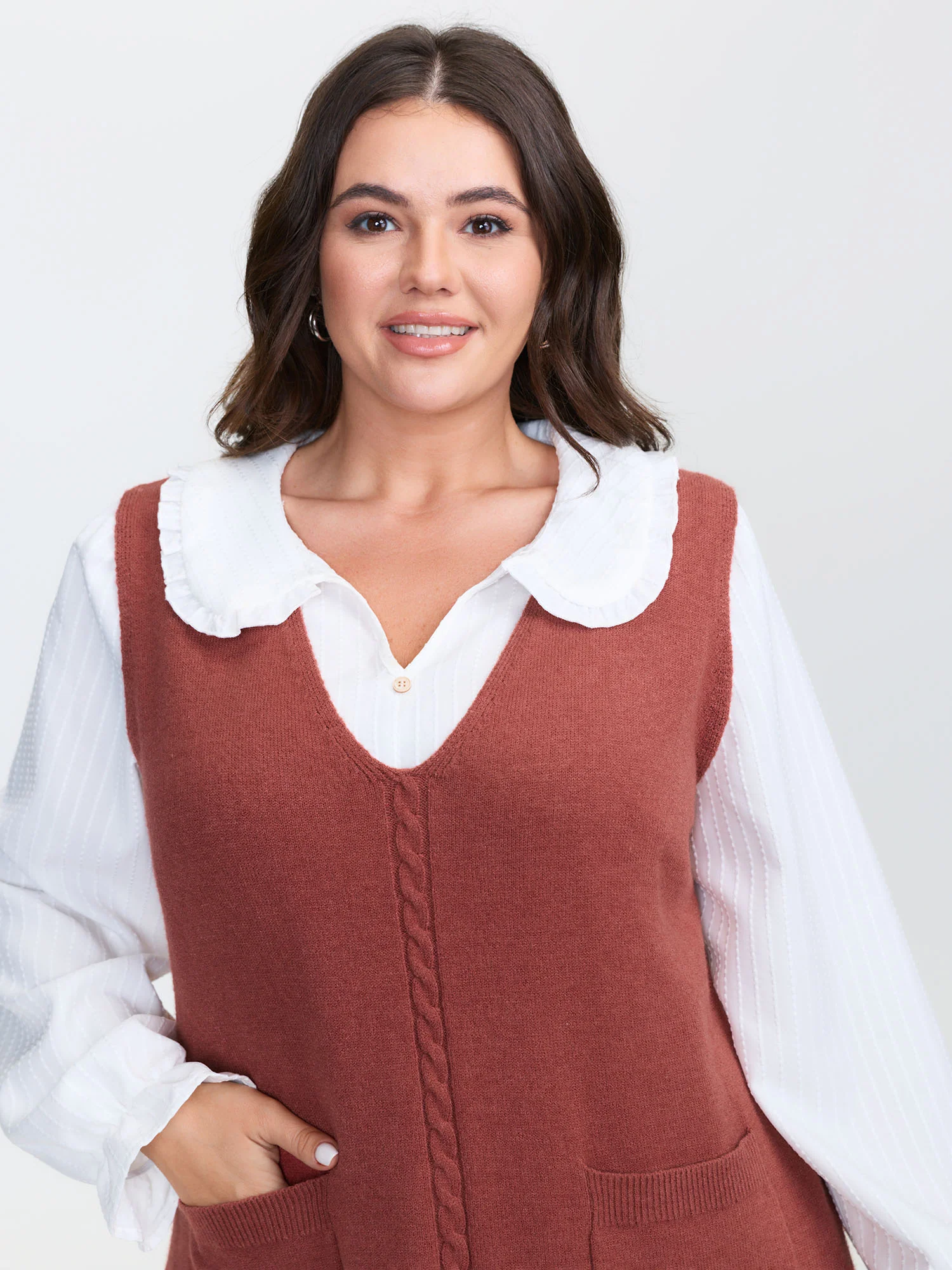 Tissue Textured Ruffled Sleeveless Pullover - Image 4