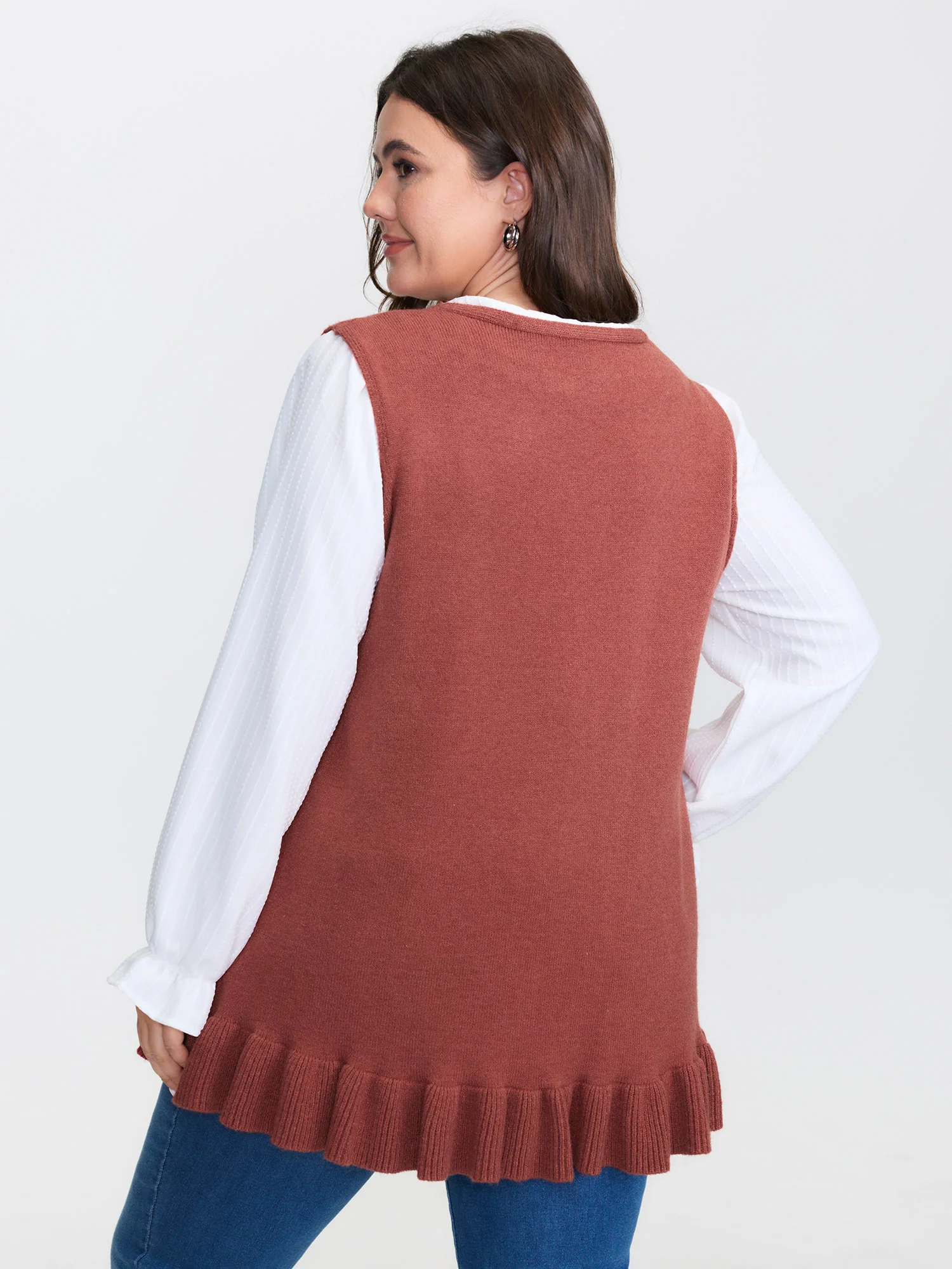Tissue Textured Ruffled Sleeveless Pullover - Image 5