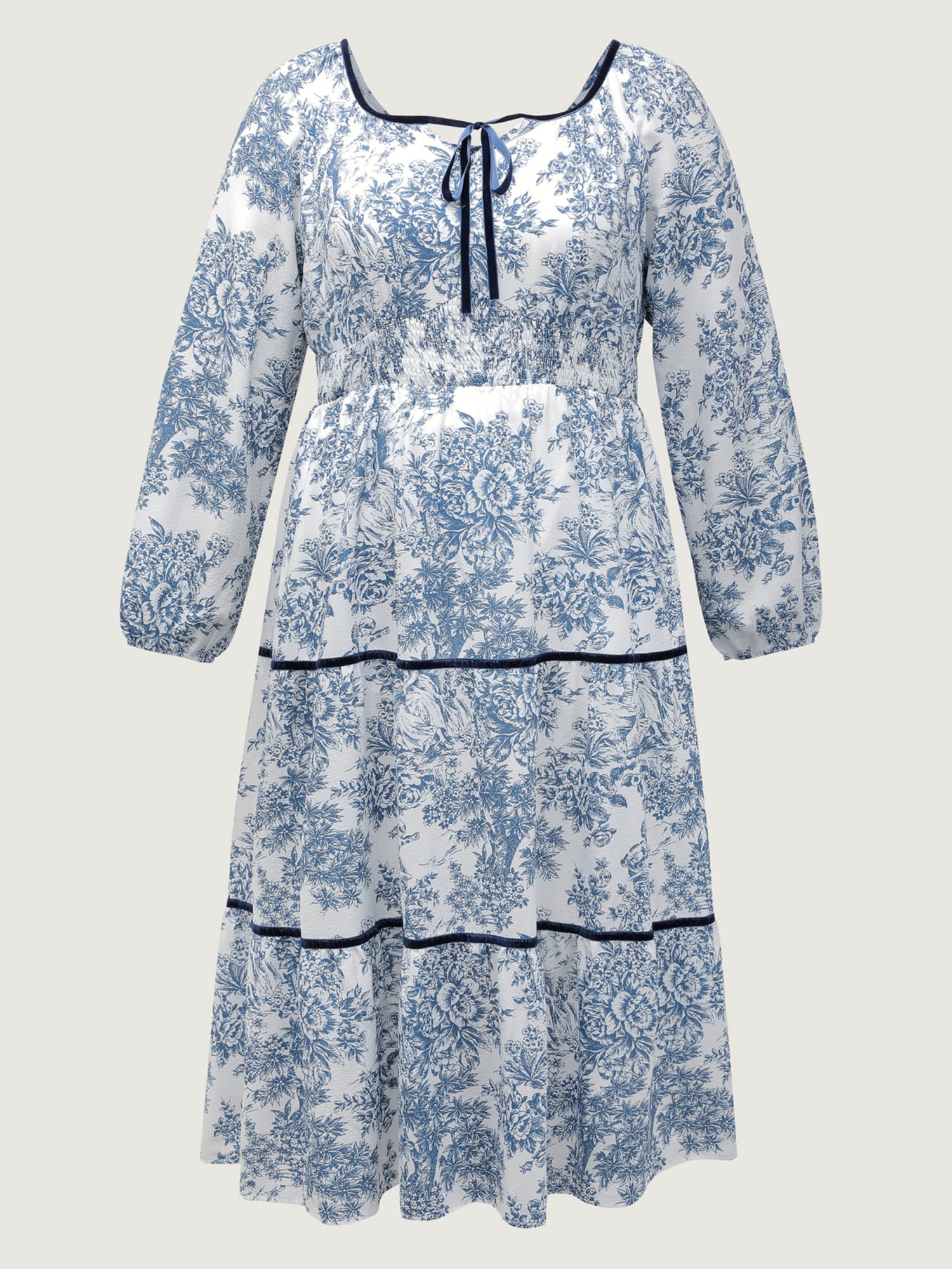 Toile de Jouy Neck-Tie Midi Dress - Image 7