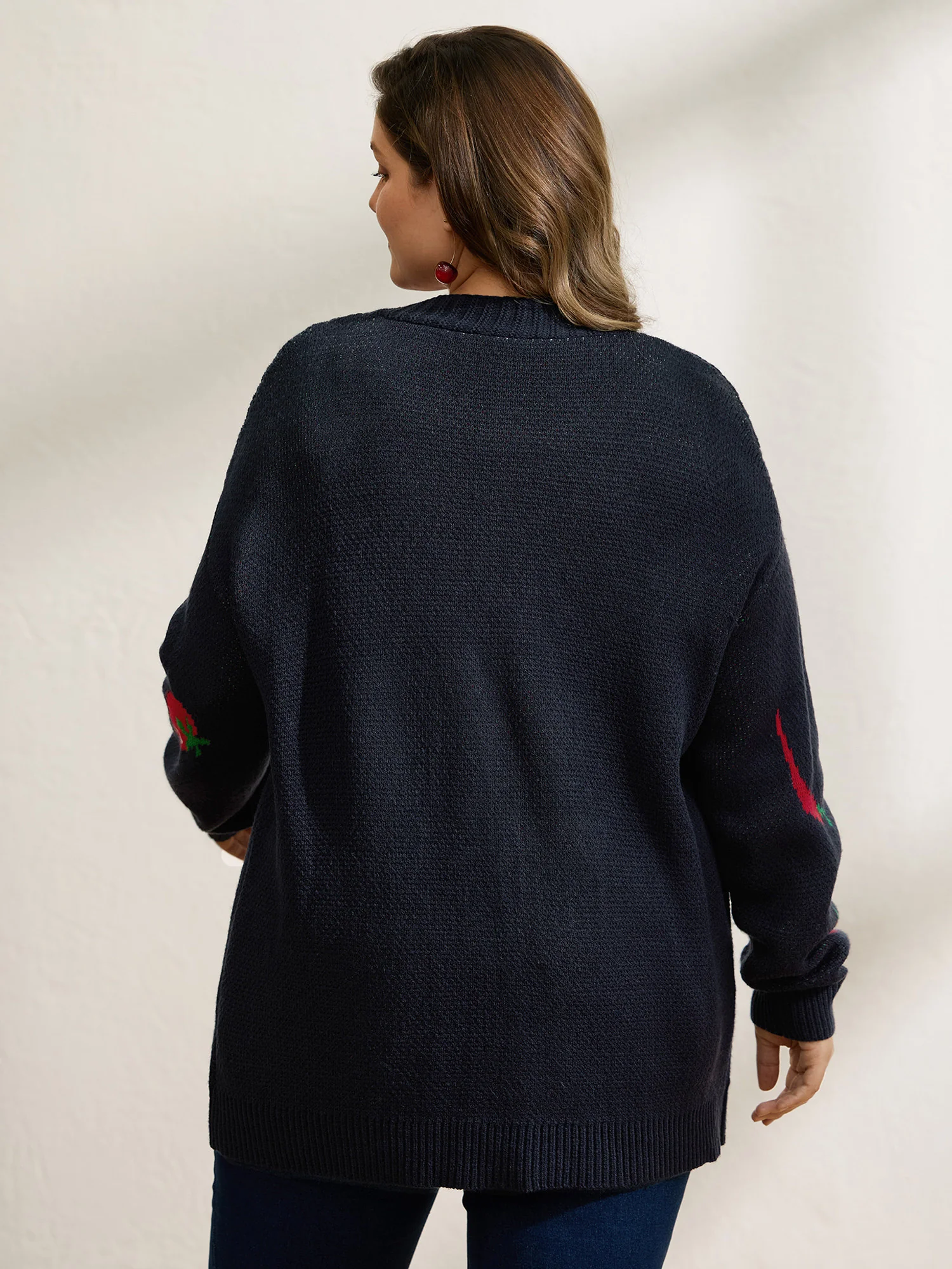 Tomato Chili Print Button Knit Cardigan - Image 5