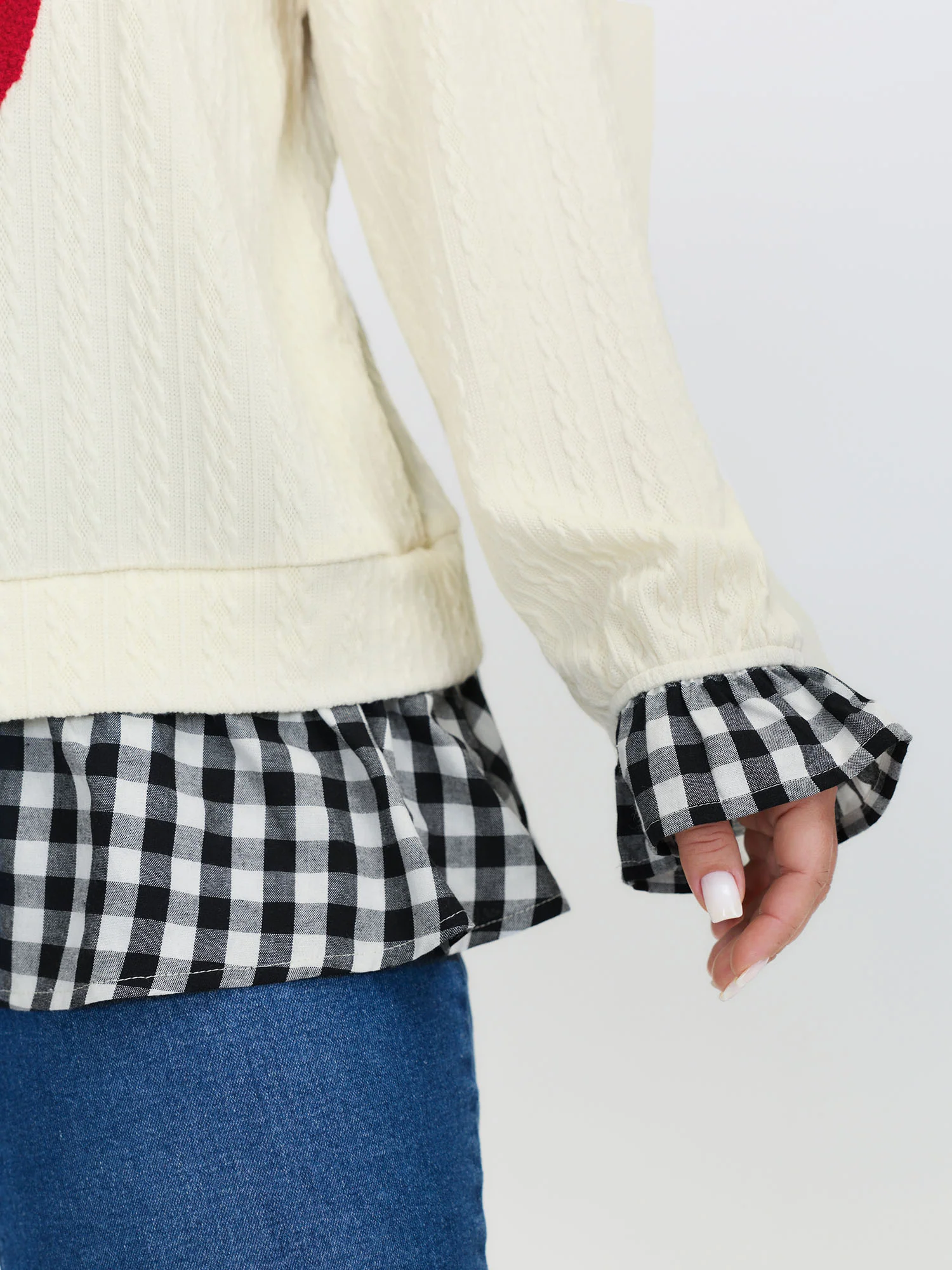 Tomato Embroidery Textured Contrast Sweatshirt - Image 4