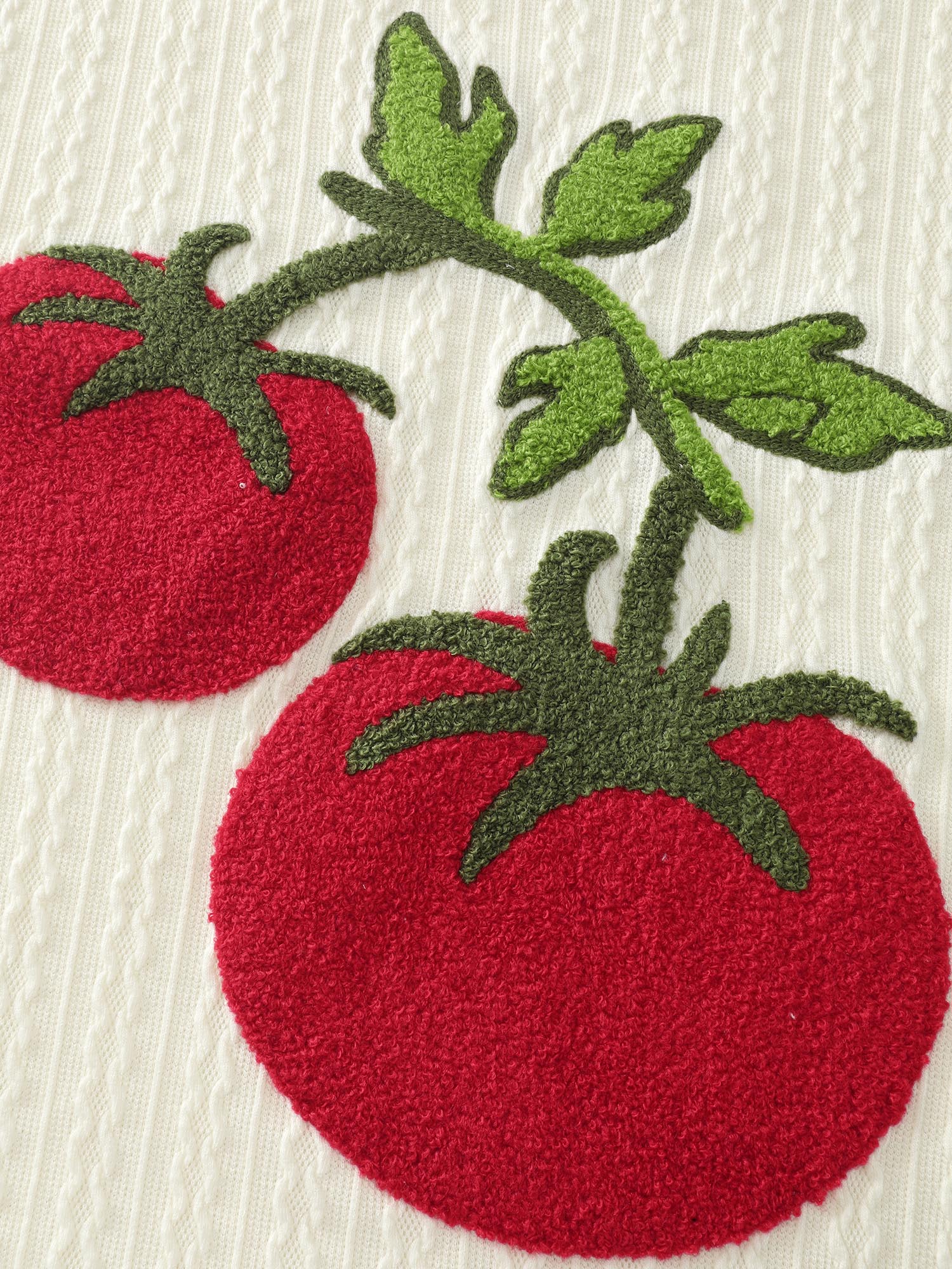 Tomato Embroidery Textured Contrast Sweatshirt - Image 6