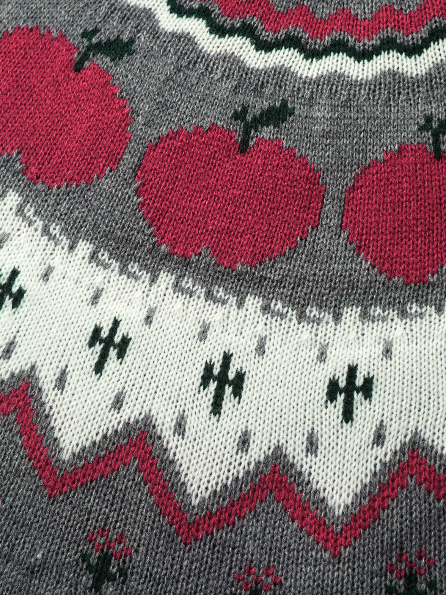Tomato Pattern Color Contrast Knit Cardigan - Image 6