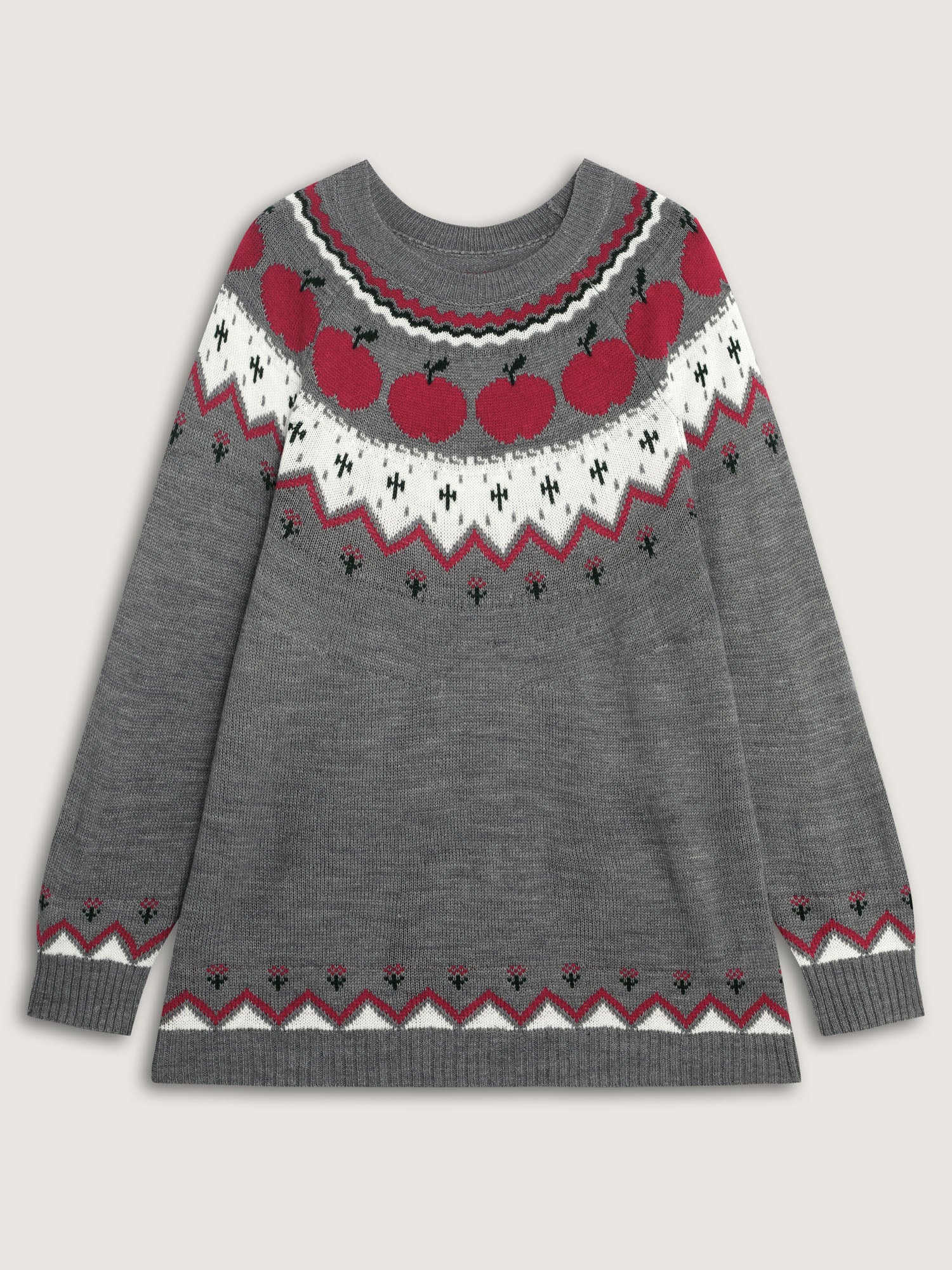 Tomato Pattern Color Contrast Knit Cardigan - Image 7