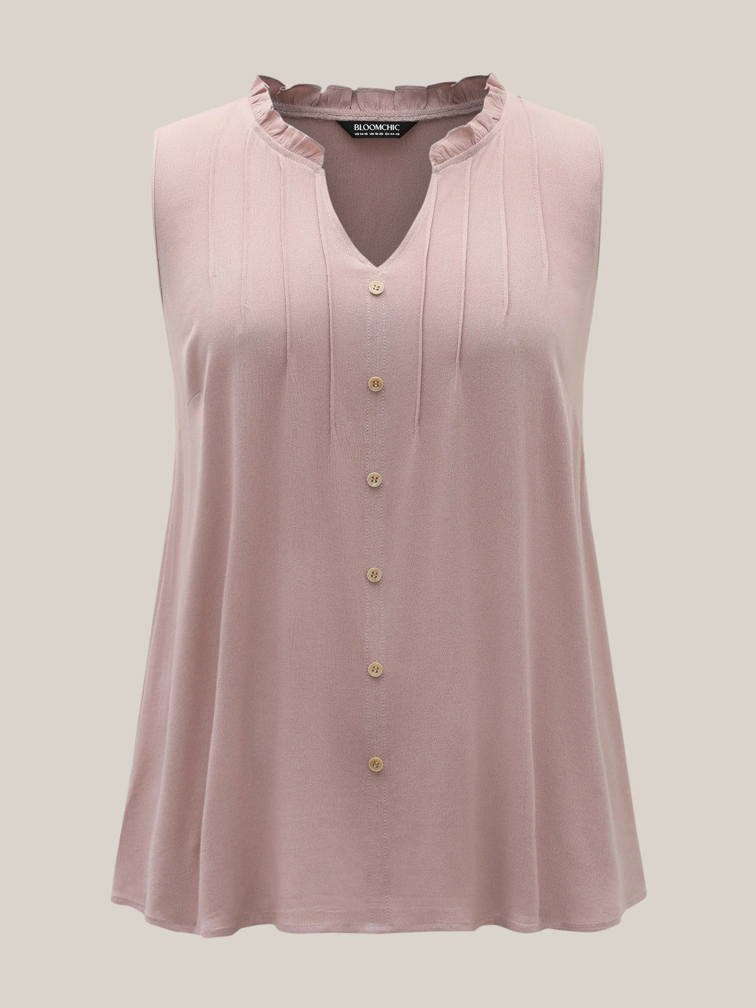 Toothpick Pleat Button Detail Sleeveless Top - Image 5