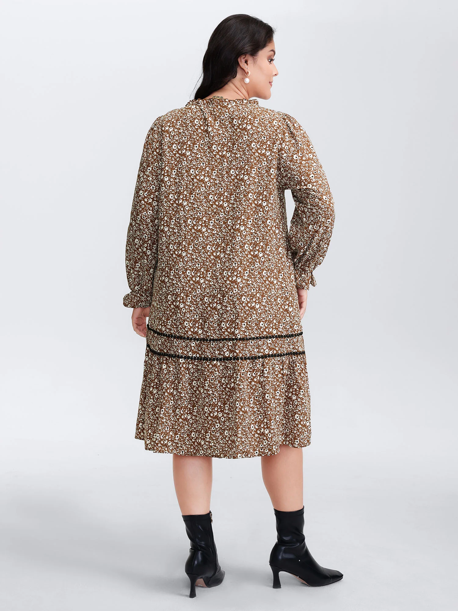 Toothpick Pleat Contrast Placket Midi Dress - Image 5
