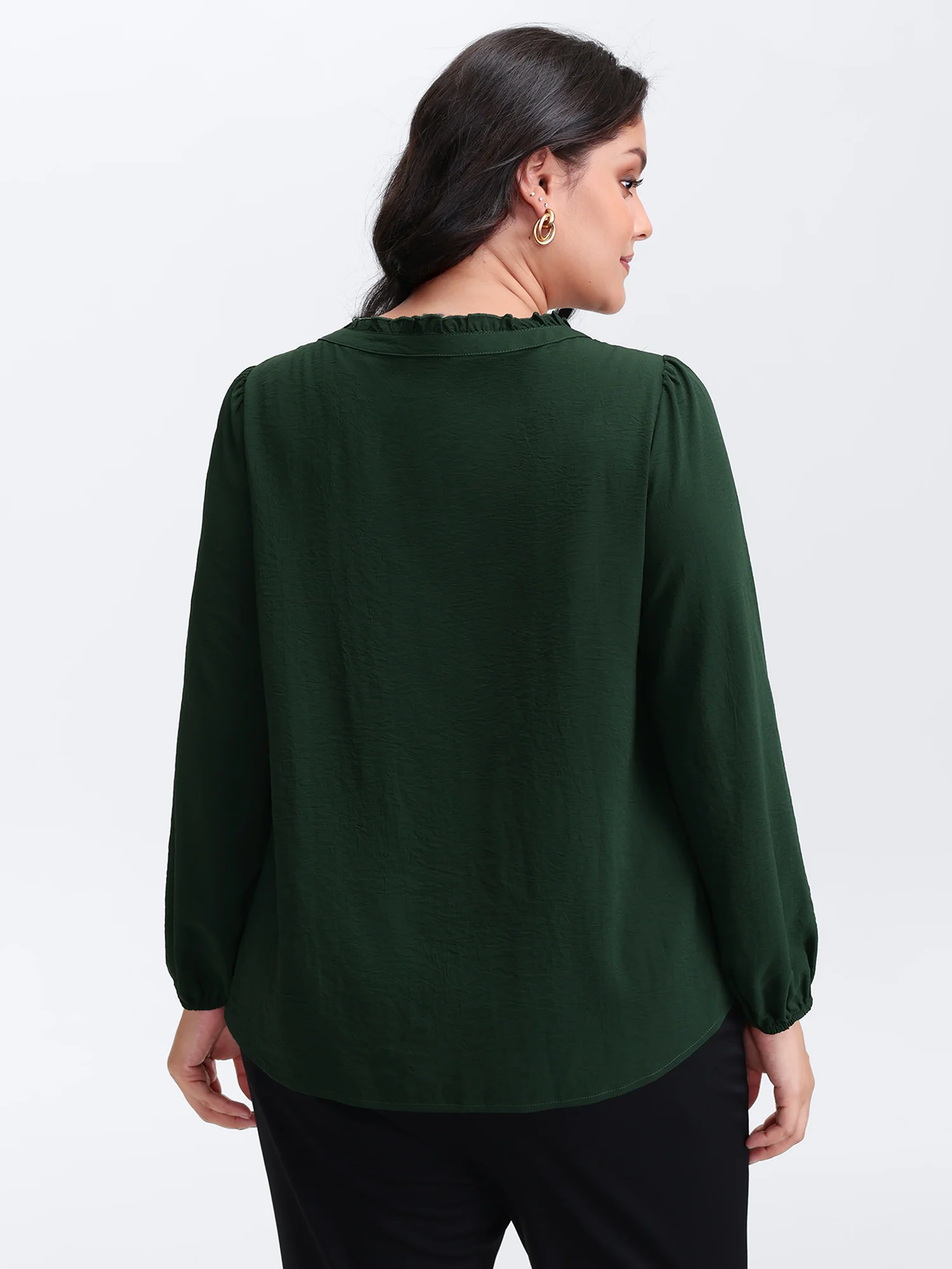 Toothpick Pleat Flowy Solid Blouse - Image 4