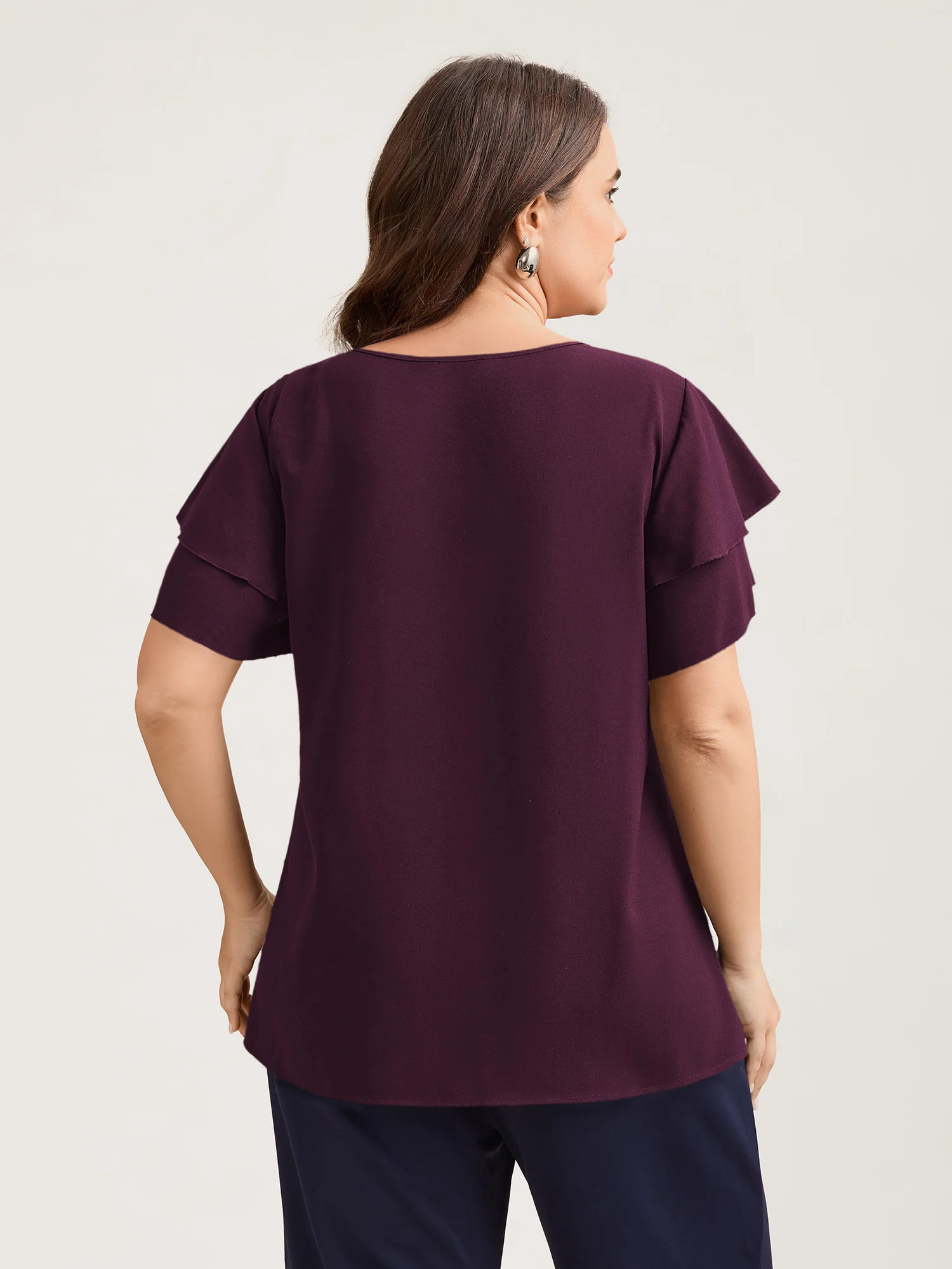 Toothpick Pleat Layered Flutter Sleeve Blouse - Image 16