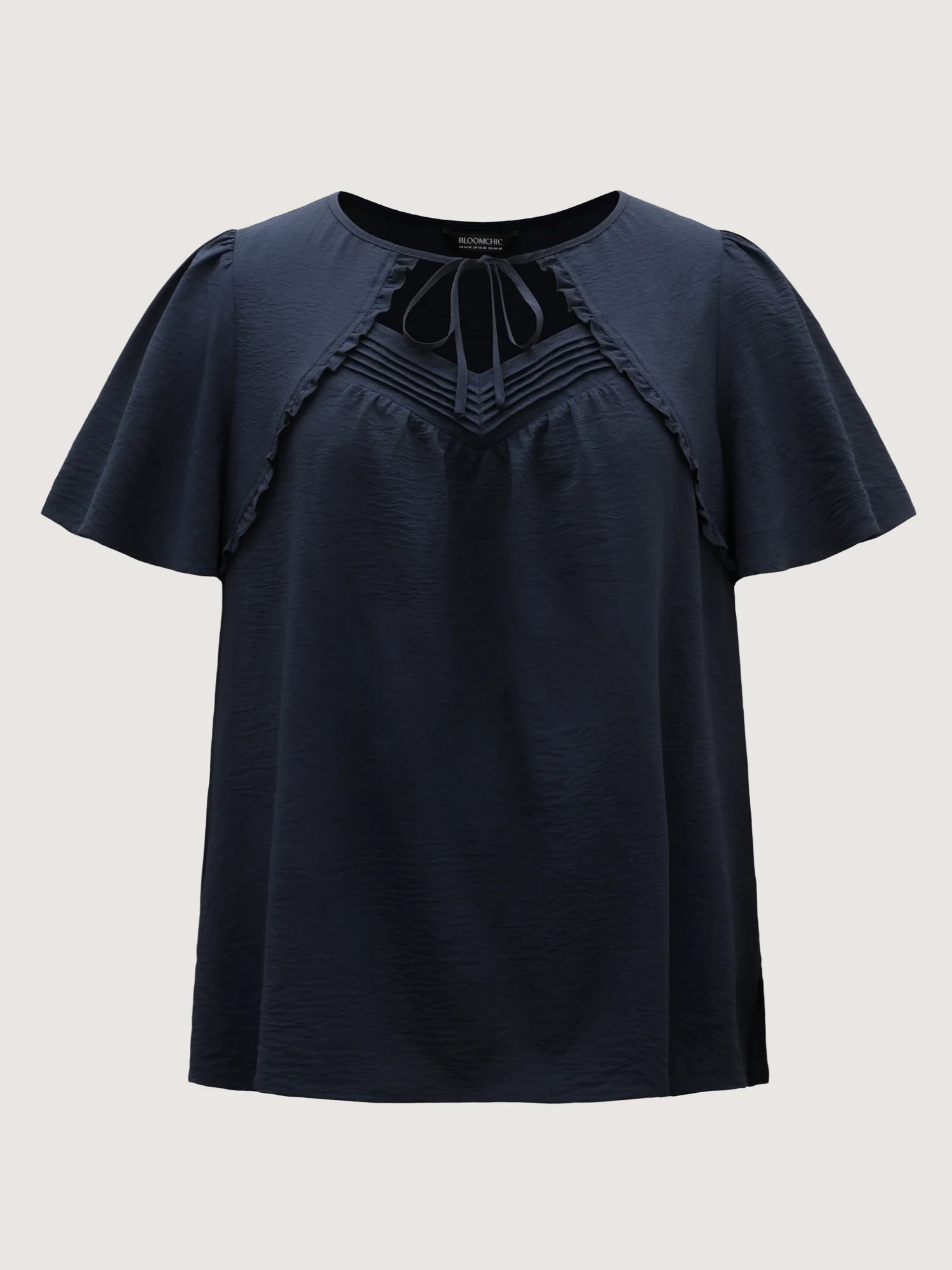 Toothpick Pleated Neck Tie Solid Blouse - Image 7