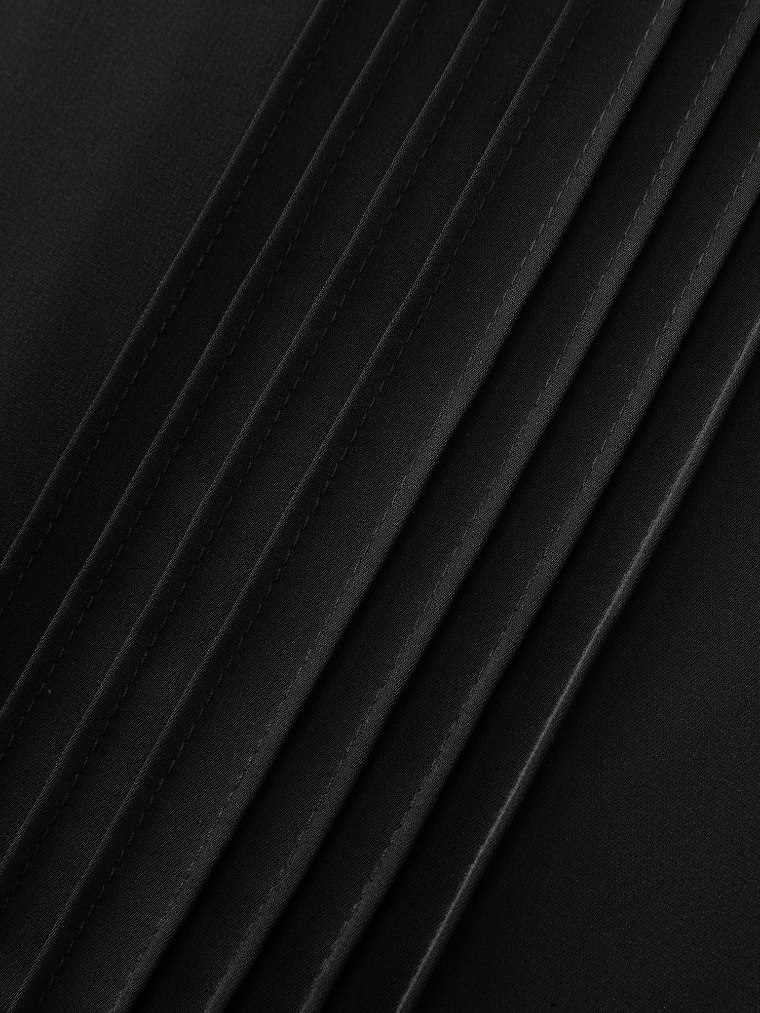 Toothpick Pleated Waist-Tie Plain Blouse - Image 6