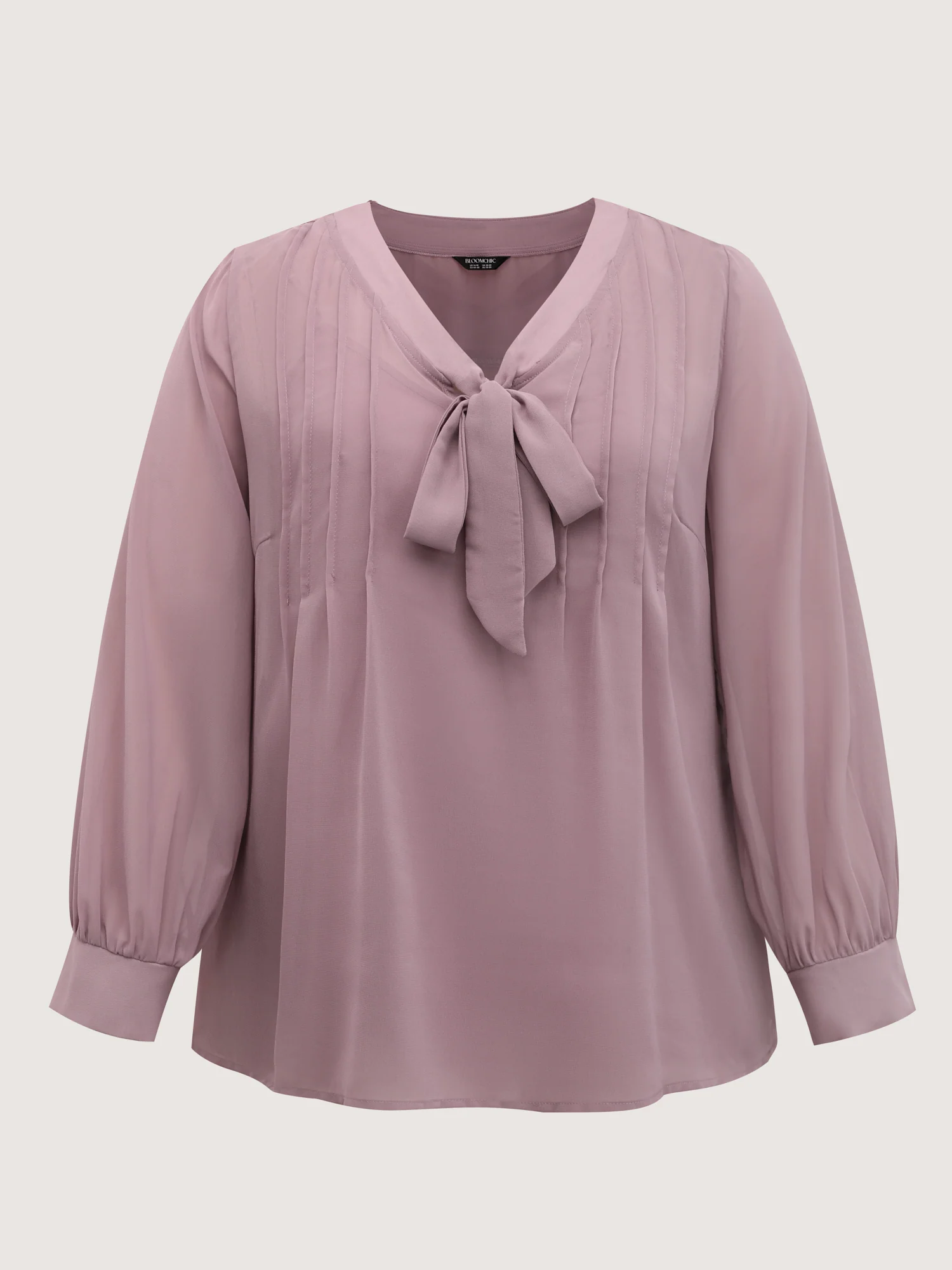 Toothpick Pleats Neck-Tie Sheer Blouse - Image 5
