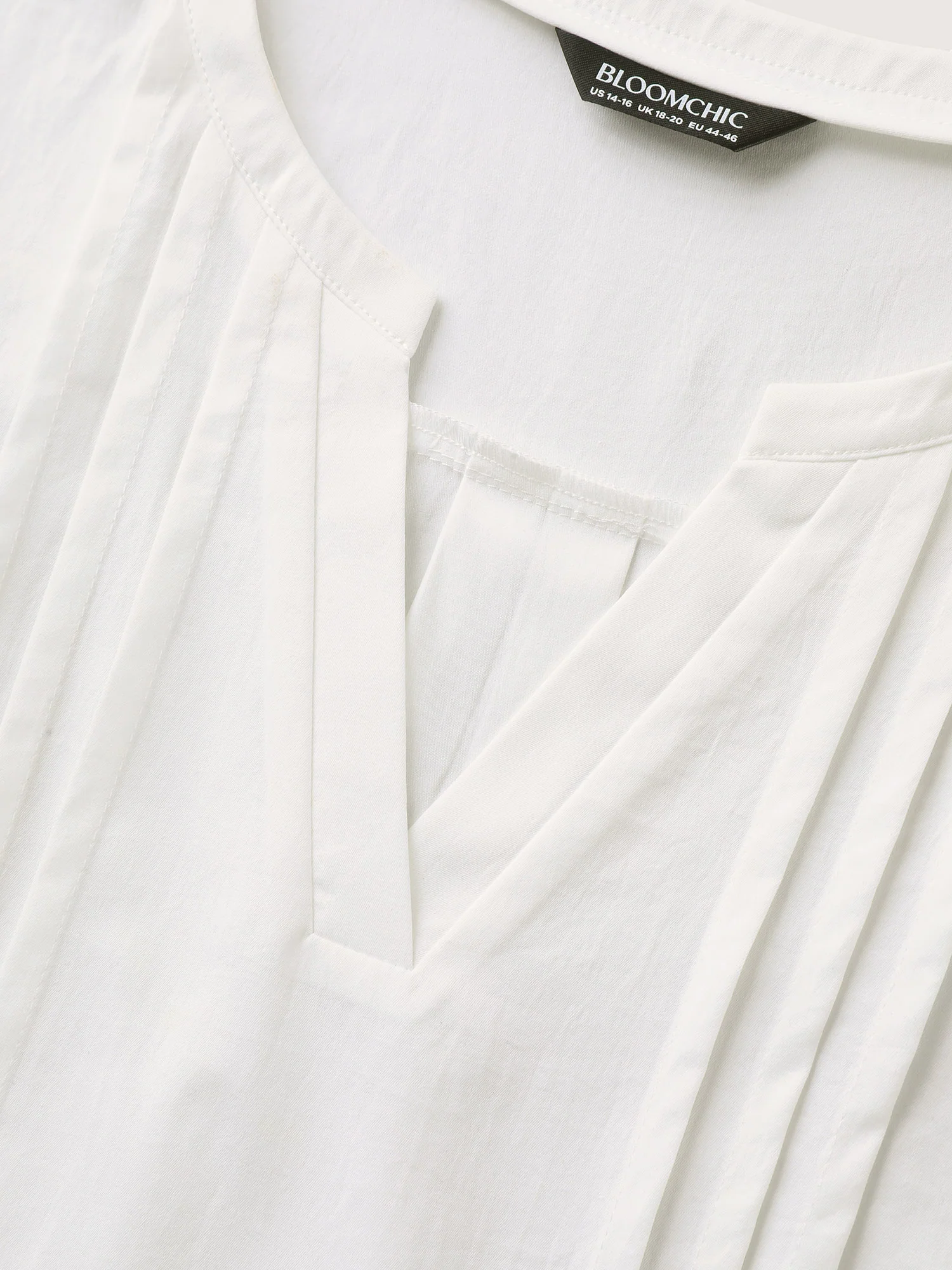 Toothpick Pleats Notched Collar Solid Blouse - Image 5