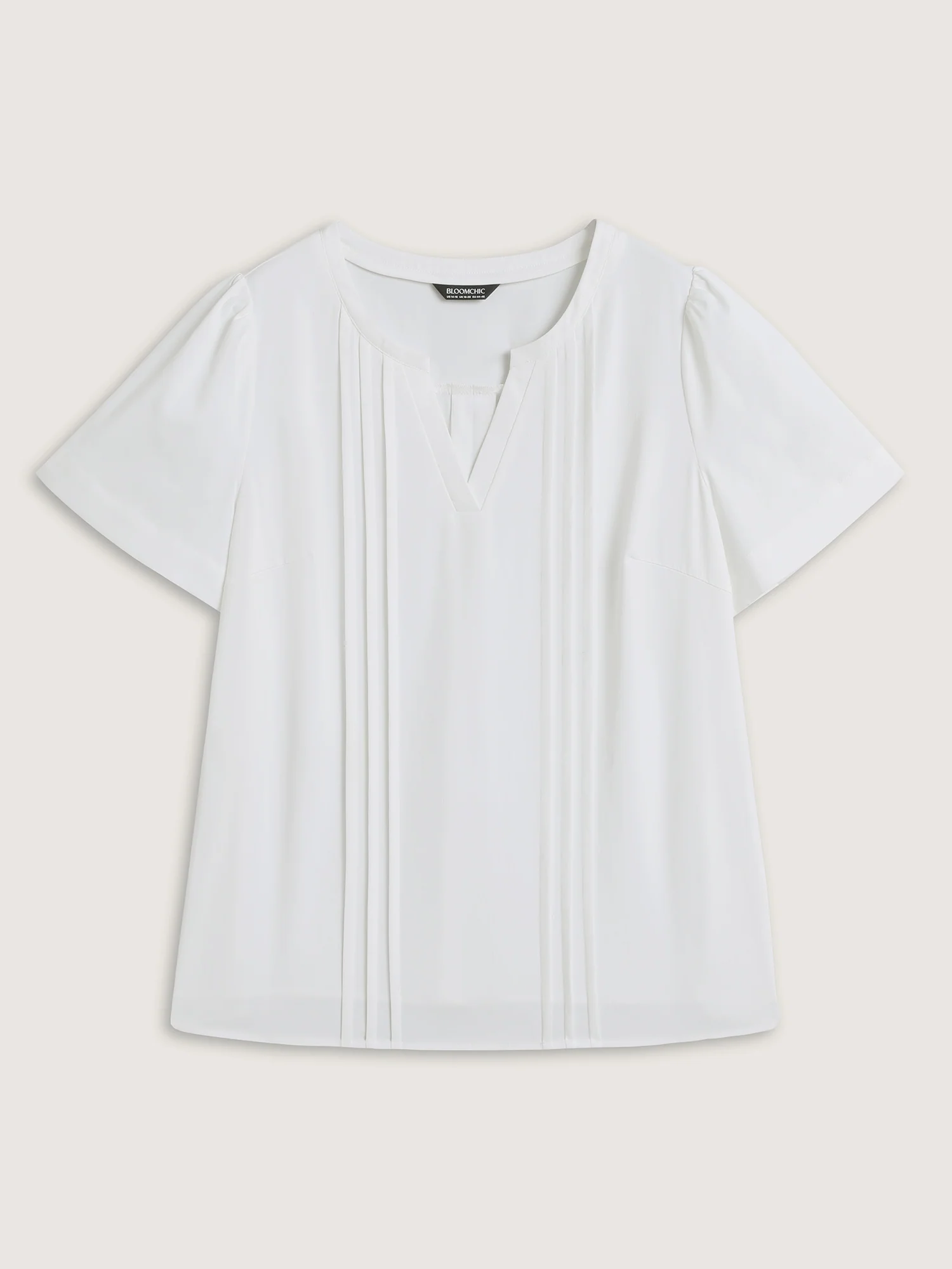 Toothpick Pleats Notched Collar Solid Blouse - Image 7