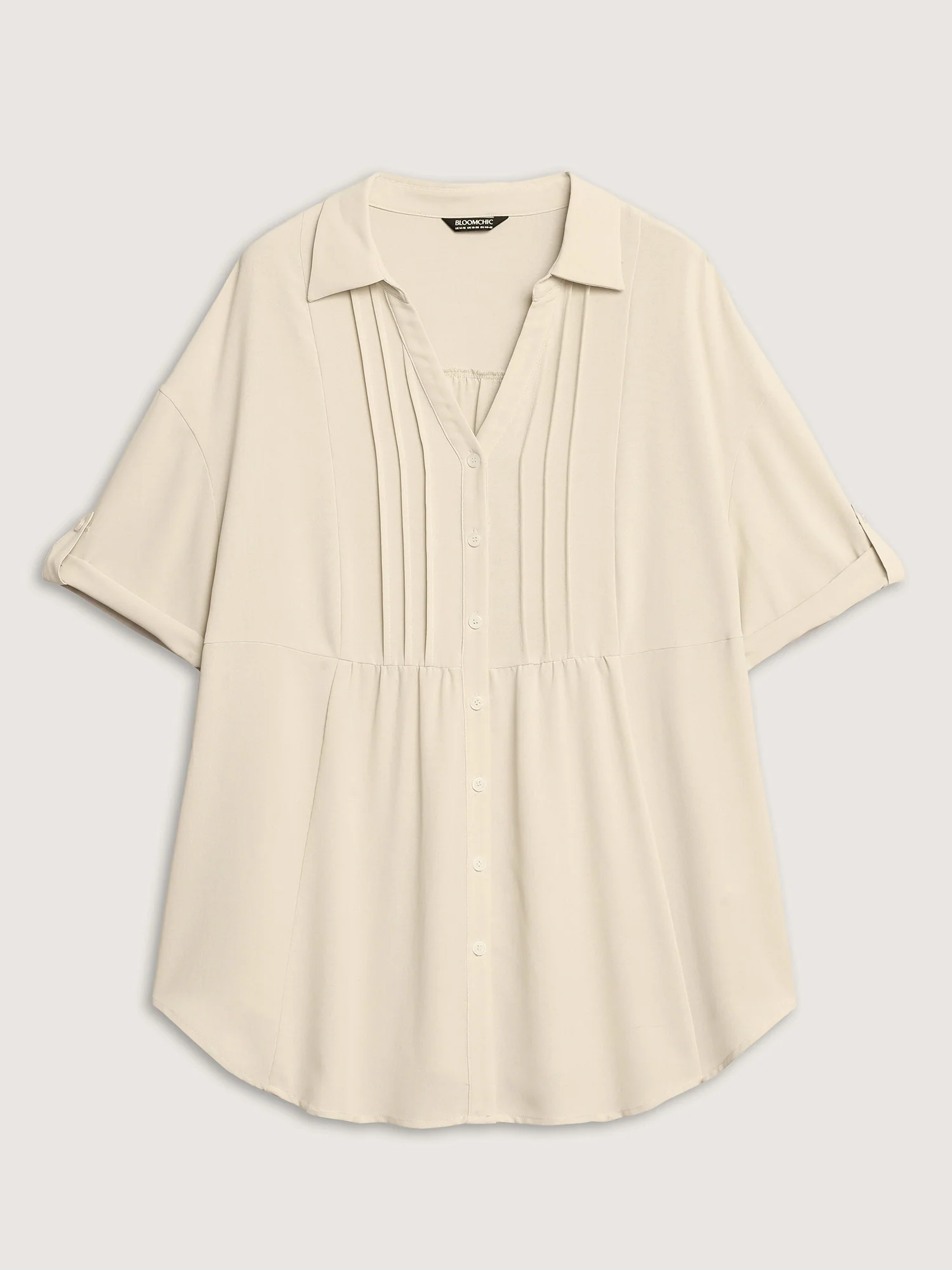 Toothpick Pleats Tab Sleeve Long Blouse - Image 7