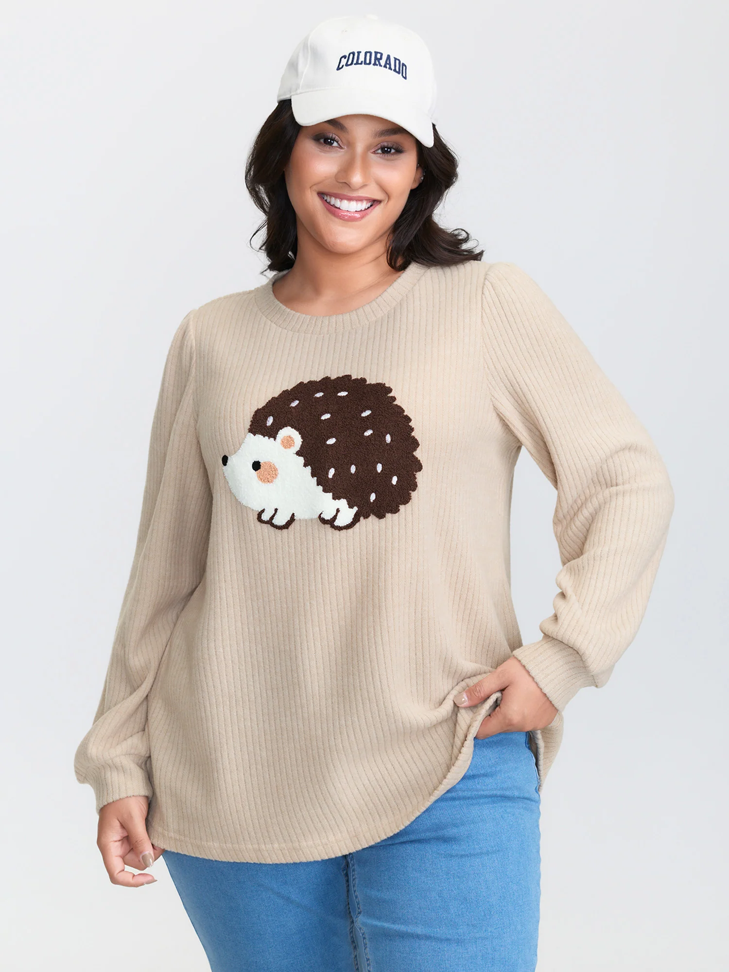 Towel Embroidered Cozy Animal Print Sweatshirt - Image 2