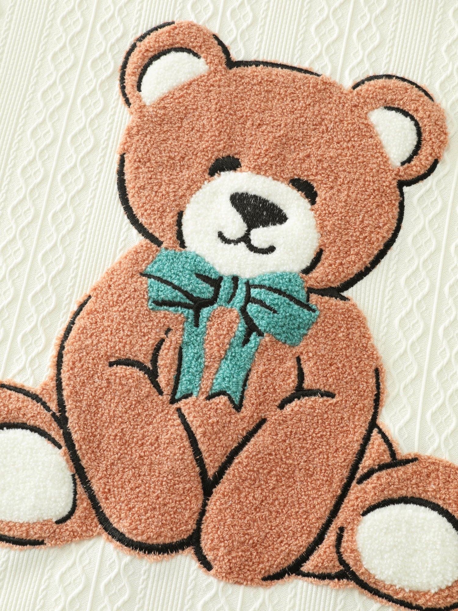 Towel Texture Teddy Embroidery Patchwork Sweatshirt - Image 5