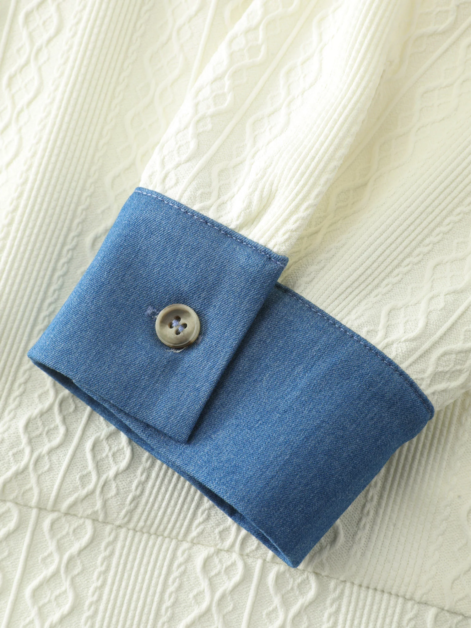 Towel Texture Teddy Embroidery Patchwork Sweatshirt - Image 6