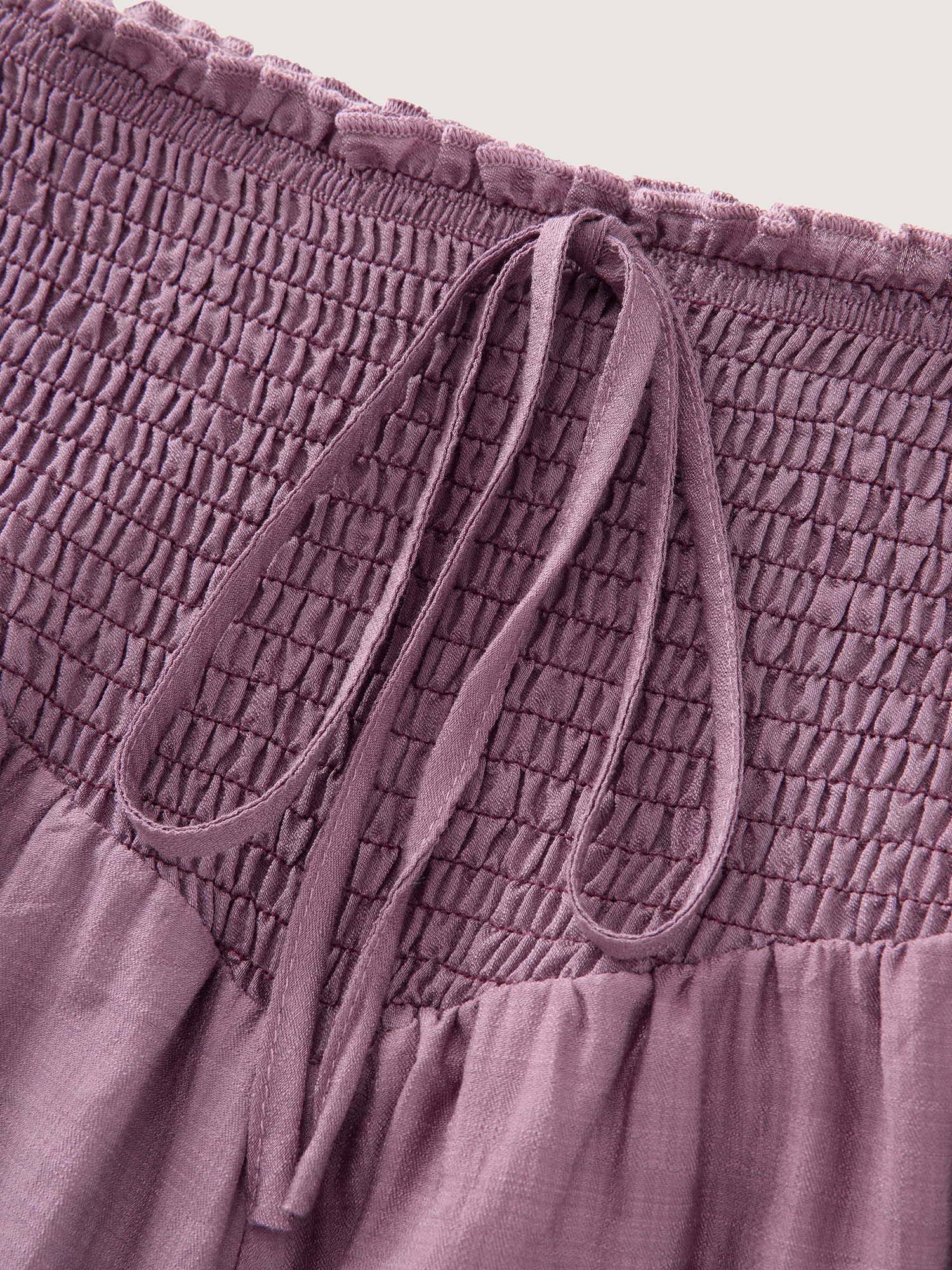 Triangular Shirred Waist Plain Shorts - Image 6