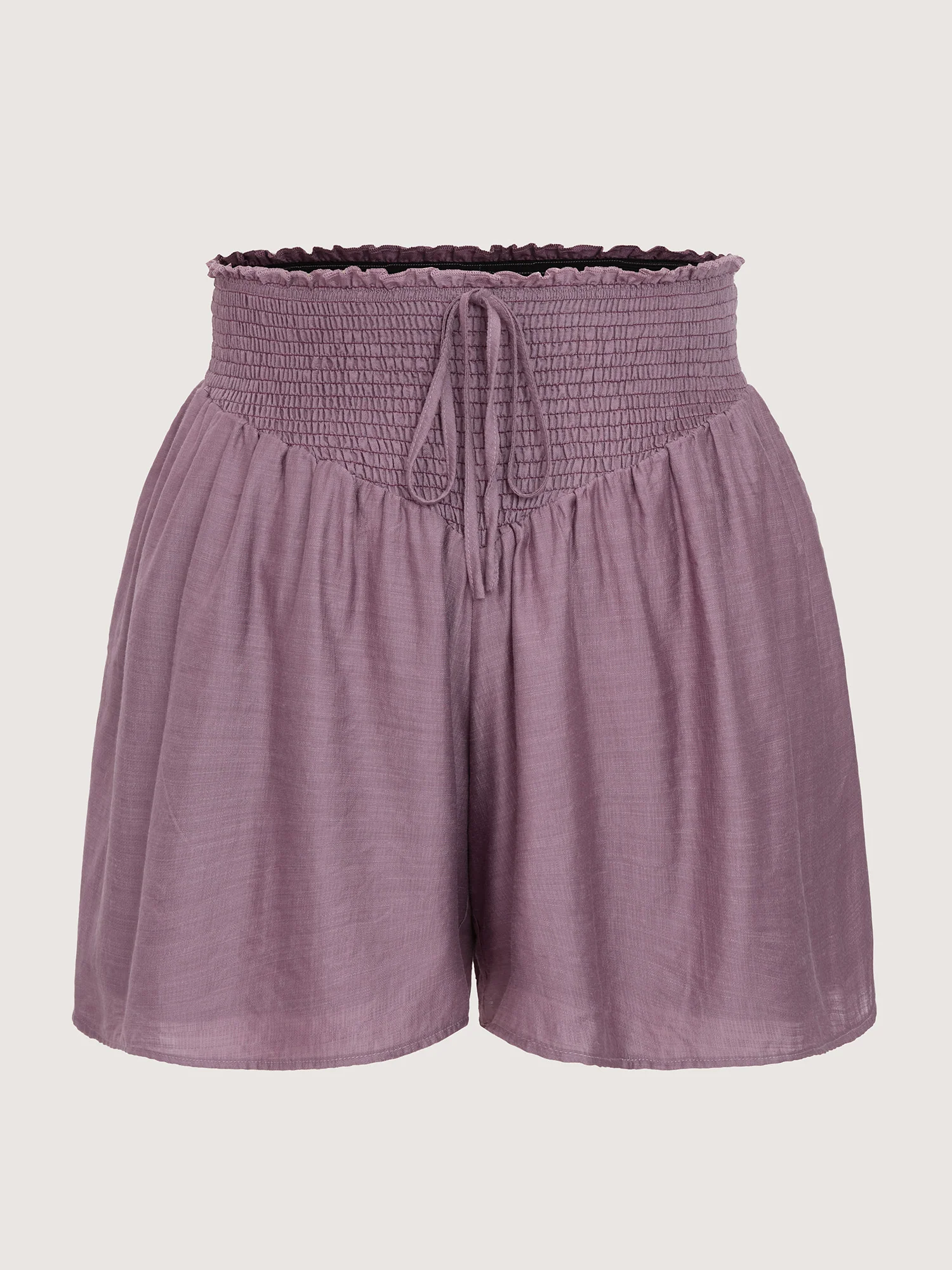 Triangular Shirred Waist Plain Shorts - Image 8