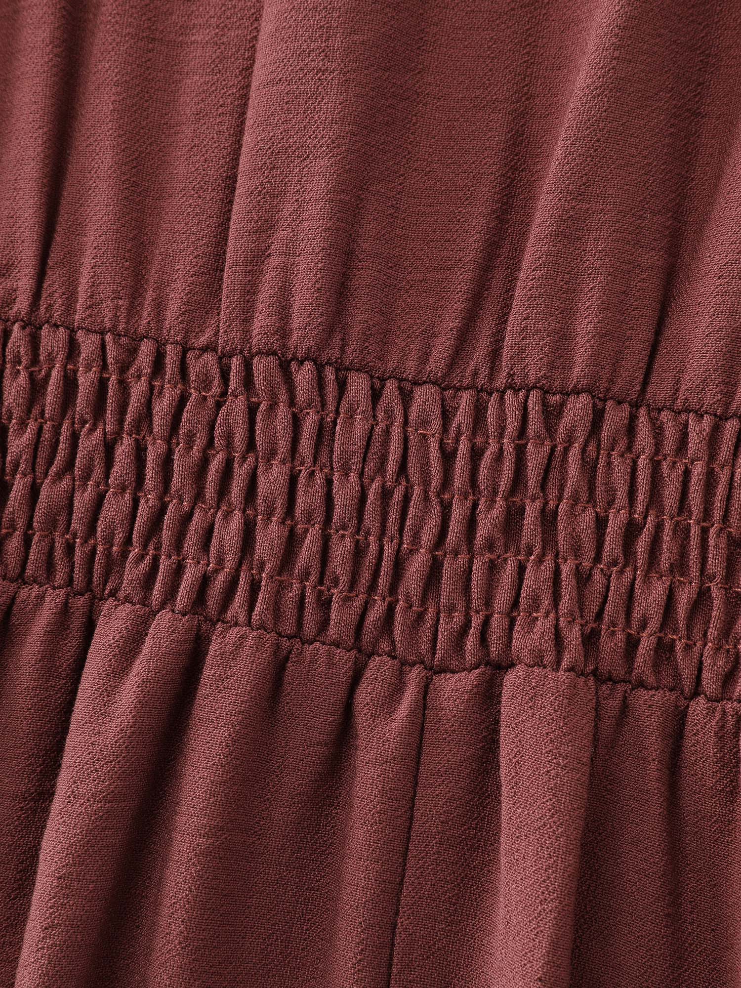 Triangular Waist Button Detail Shirred Maxi Dress - Image 5