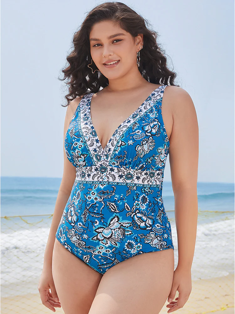 Bandana Print Sculpt Waist Adjustable Straps One Piece Swimsuit - Image 3