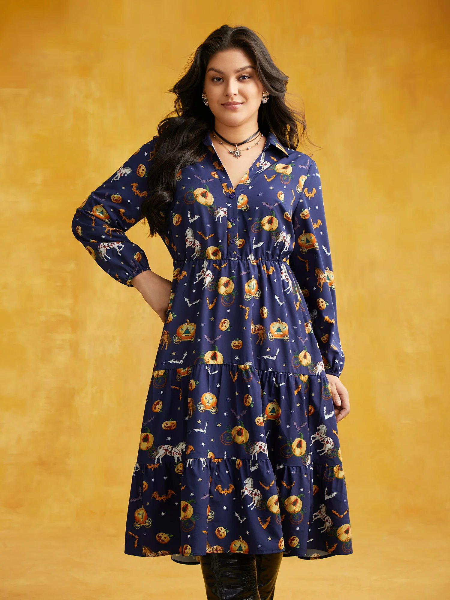 Trick & Chic Printed Waist Cinching Midi Dress - Image 2