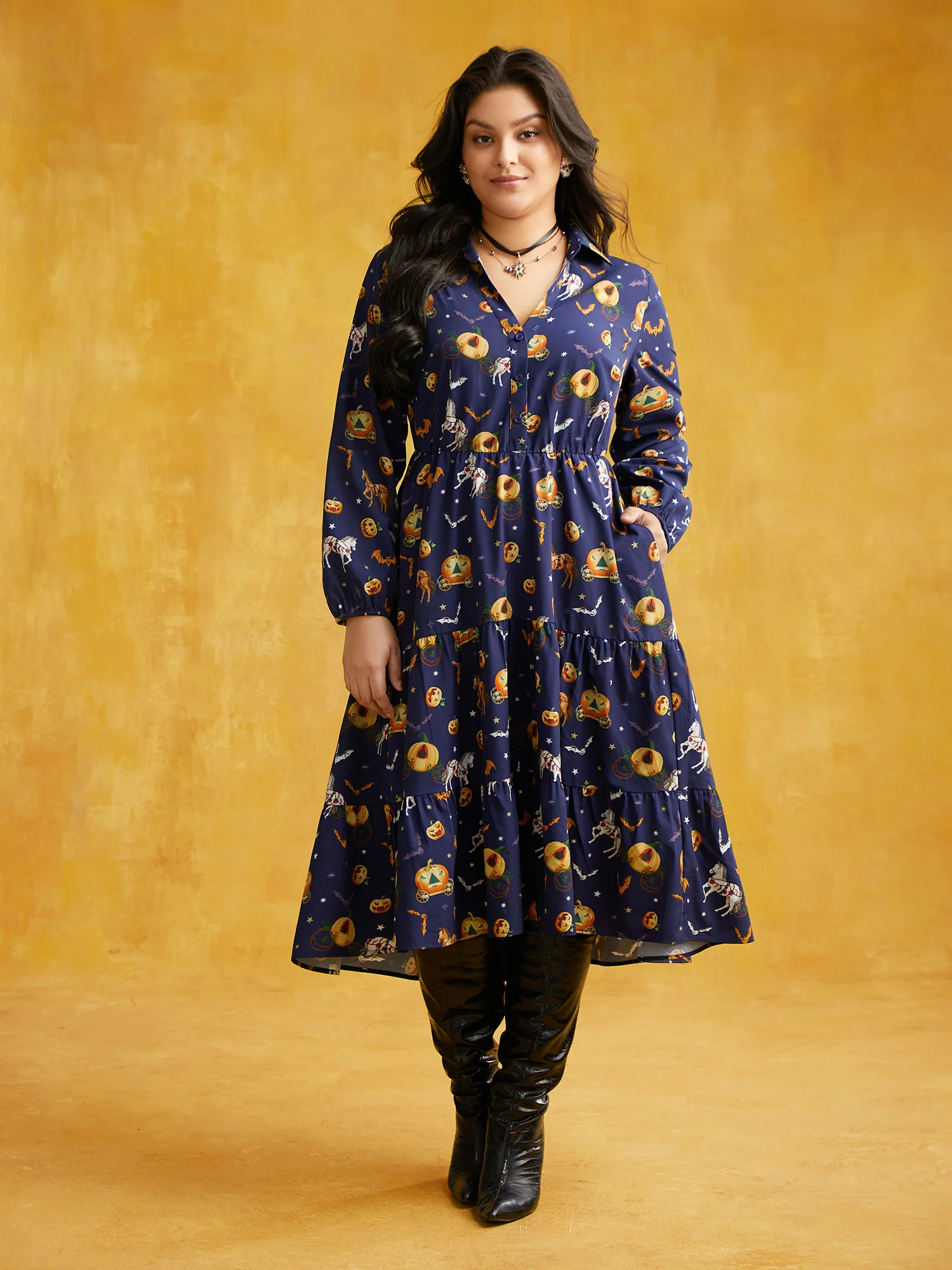 Trick & Chic Printed Waist Cinching Midi Dress - Image 3