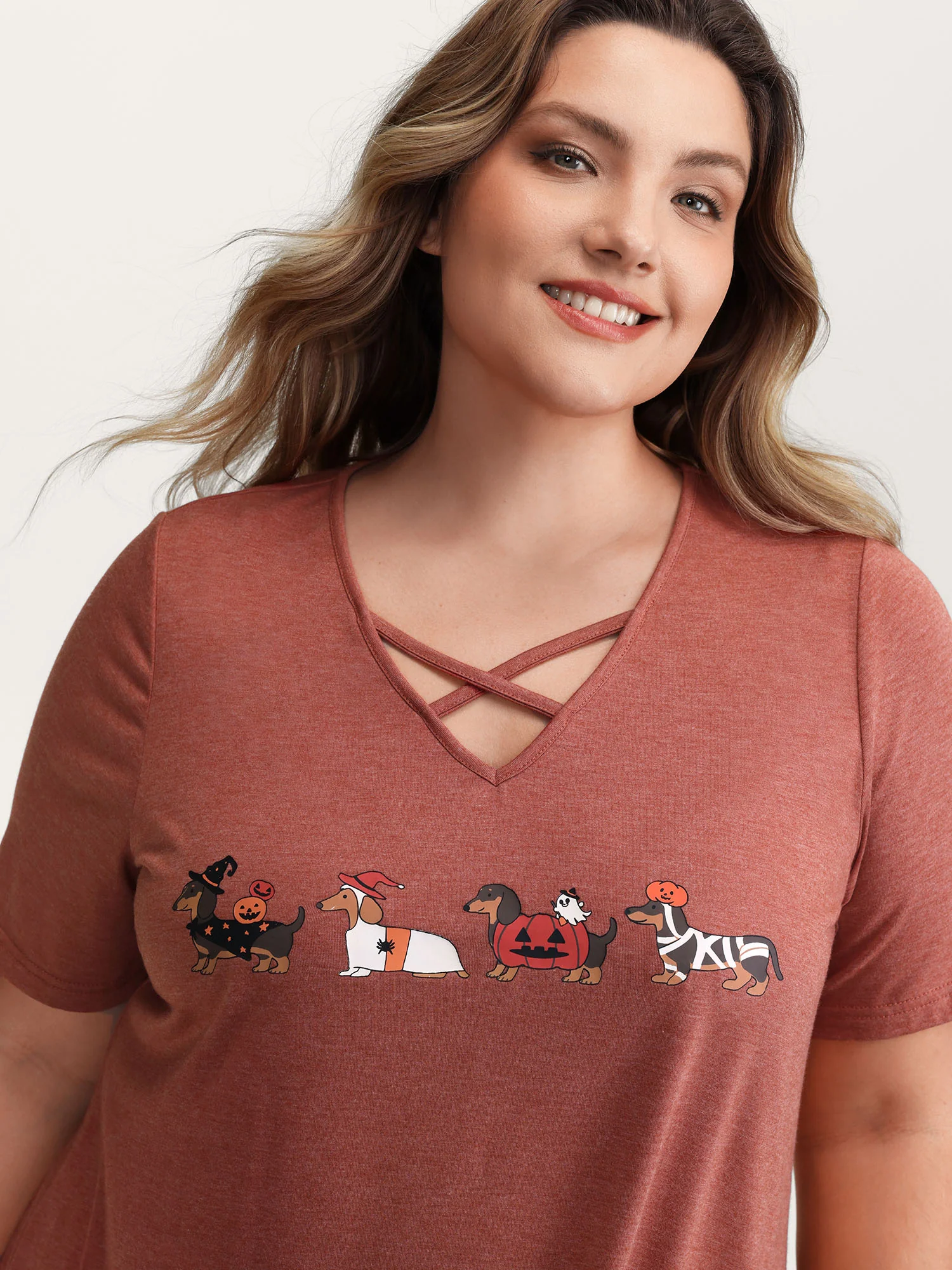 Trick or BloomChic Crossover Neck-Tie T-Shirt - Image 12