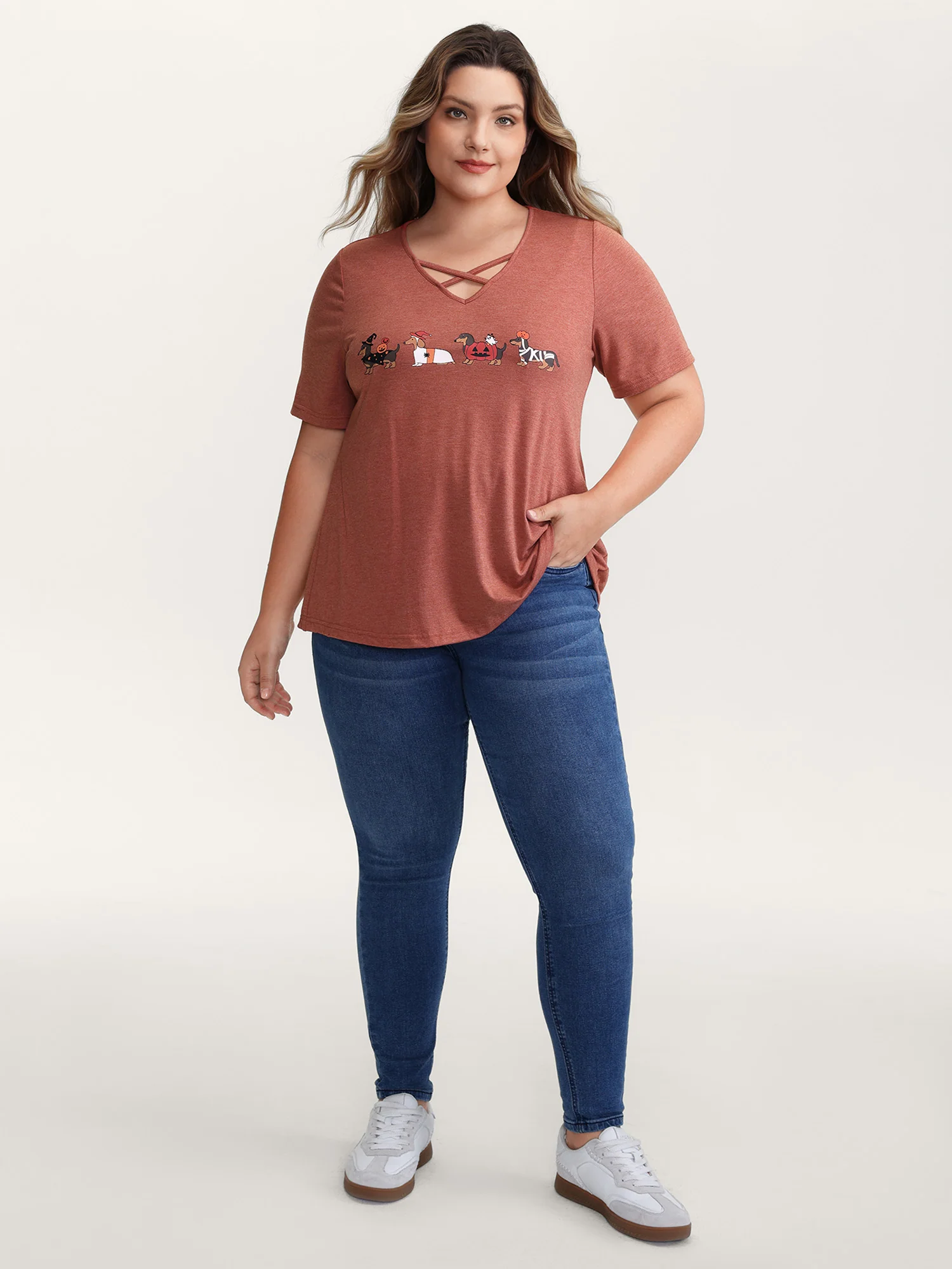 Trick or BloomChic Crossover Neck-Tie T-Shirt - Image 13