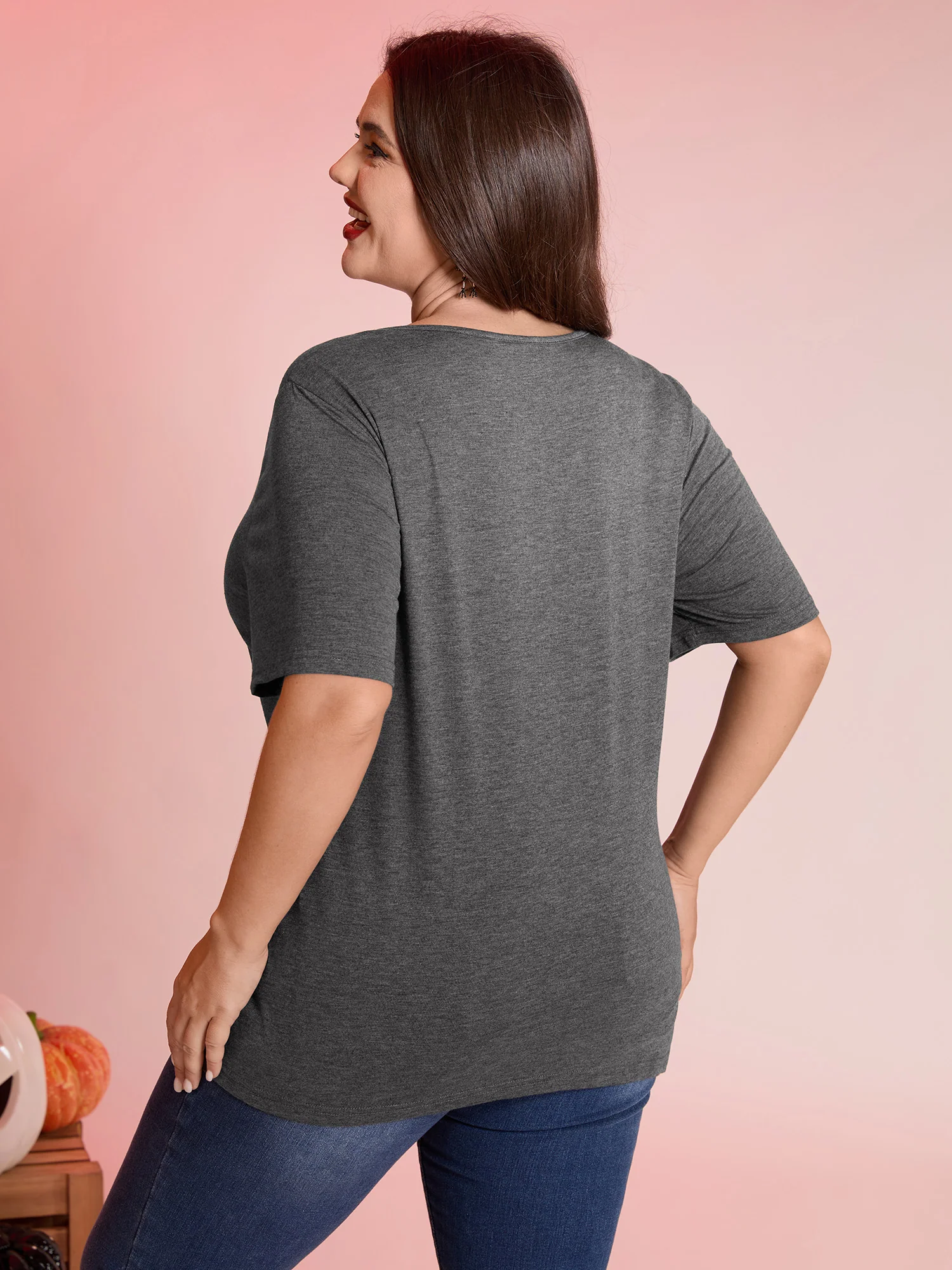 Trick or BloomChic Crossover Neck-Tie T-Shirt - Image 4