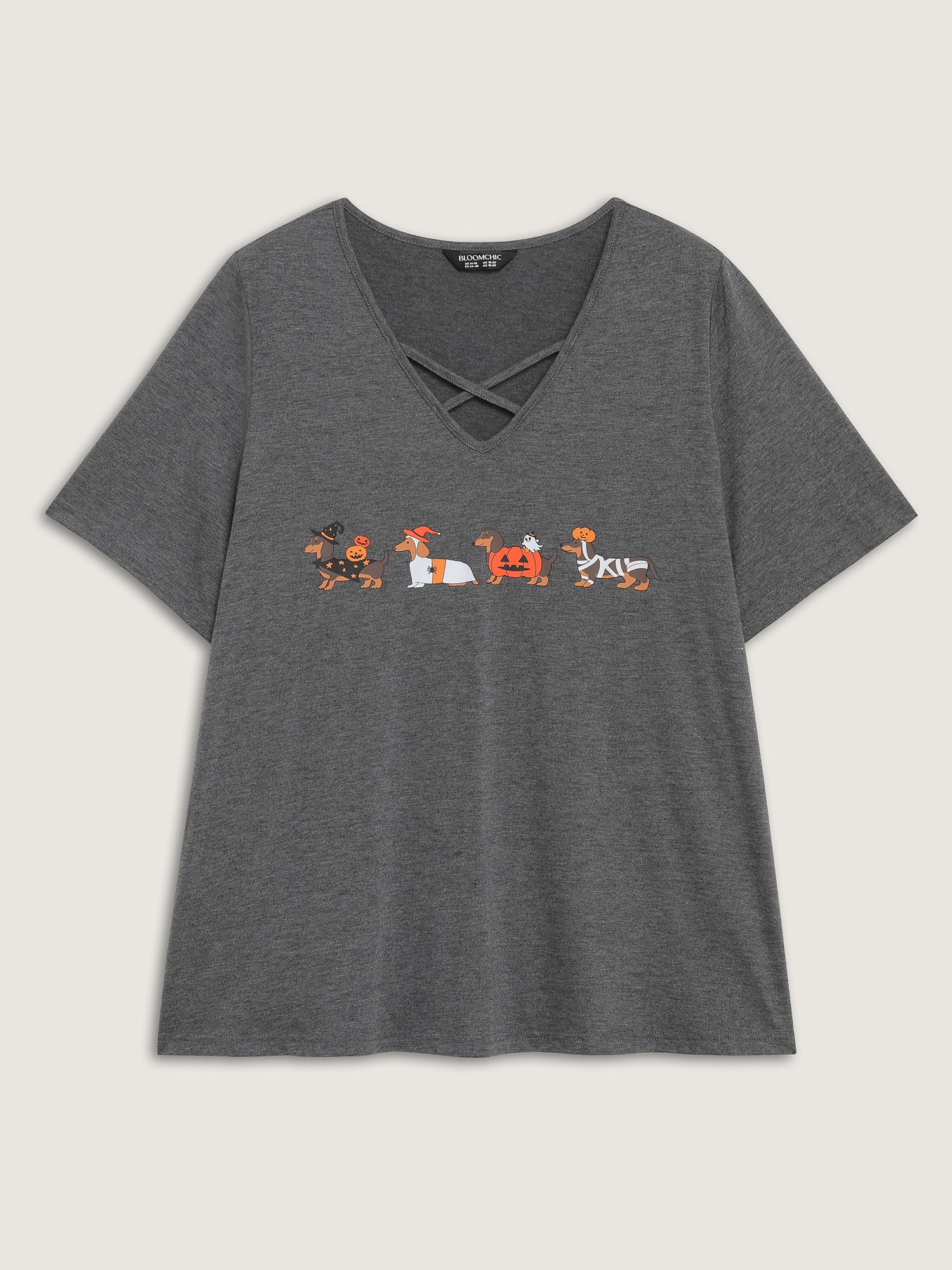 Trick or BloomChic Crossover Neck-Tie T-Shirt - Image 6