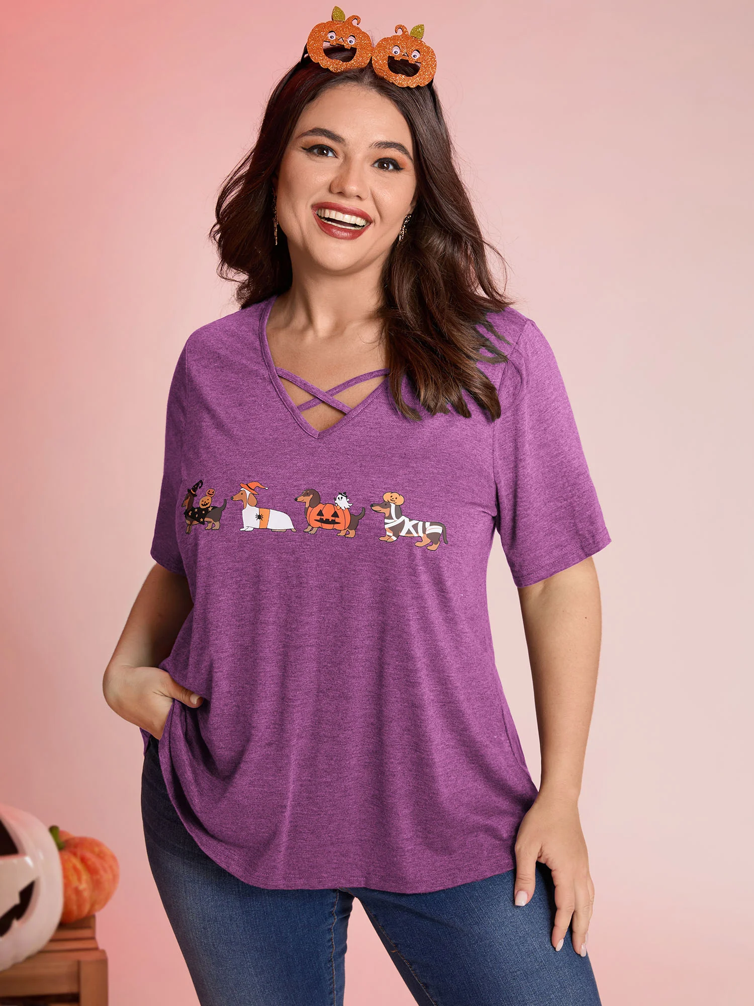 Trick or BloomChic Crossover Neck-Tie T-Shirt - Image 8