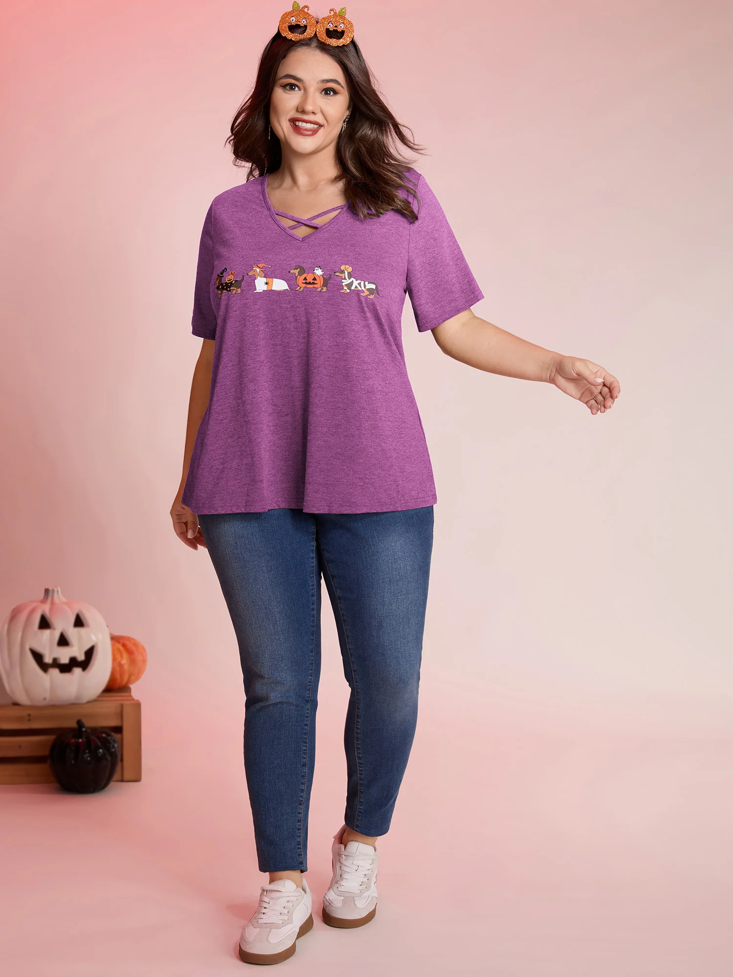 Trick or BloomChic Crossover Neck-Tie T-Shirt - Image 9