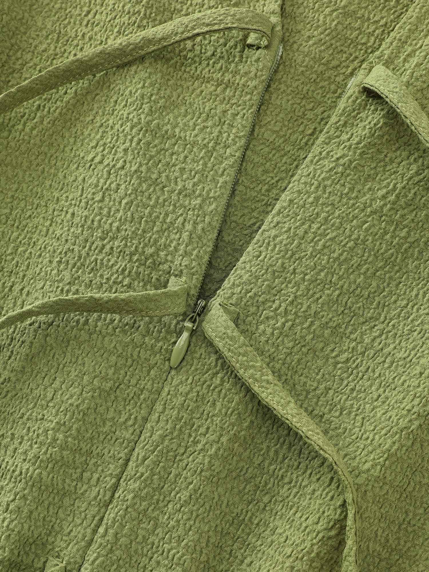 Triple Front Tie Ruffled Hem Romper - Image 6