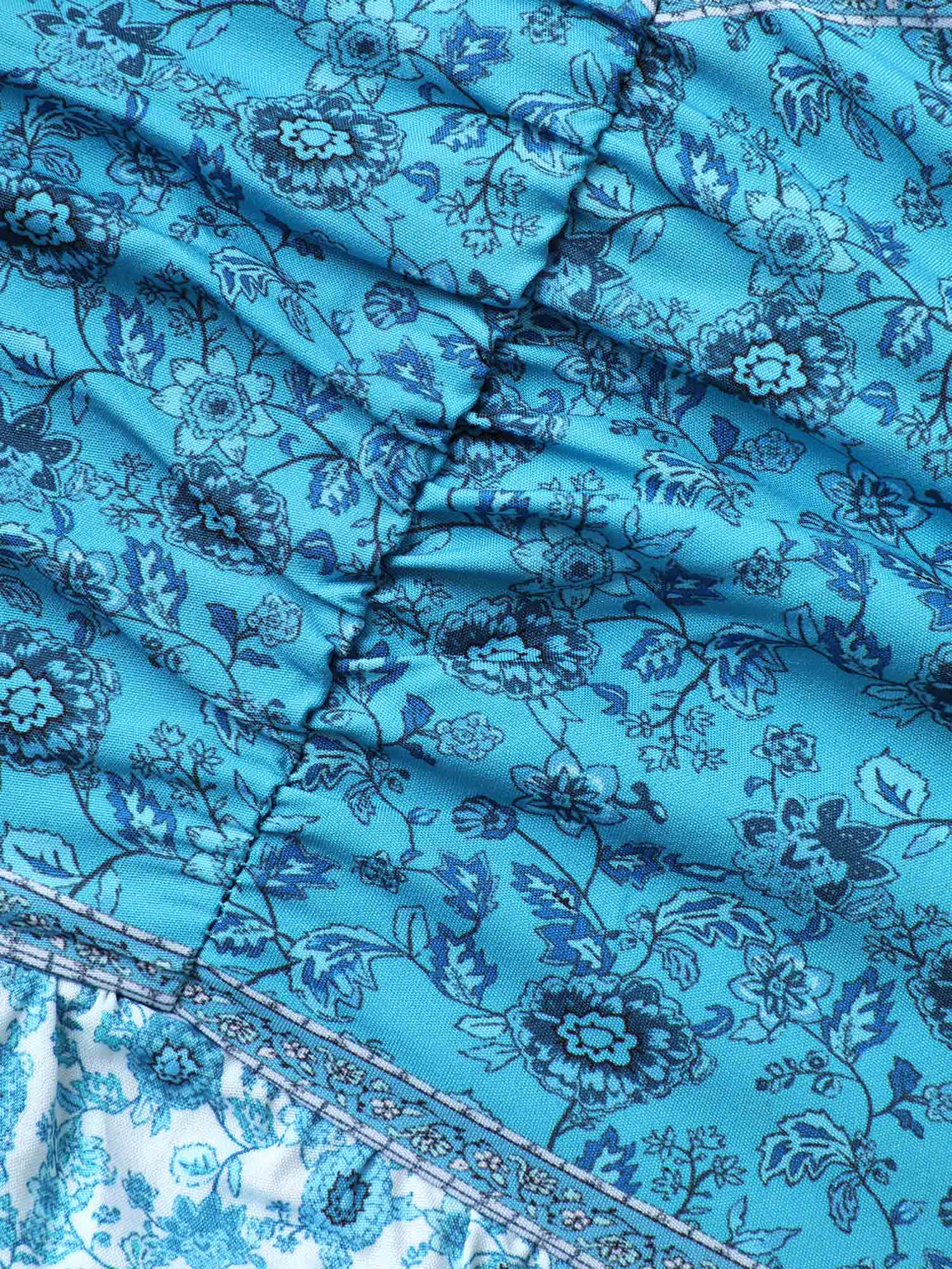 Tropical Blues Cinched Cami Midi Dress - Image 5