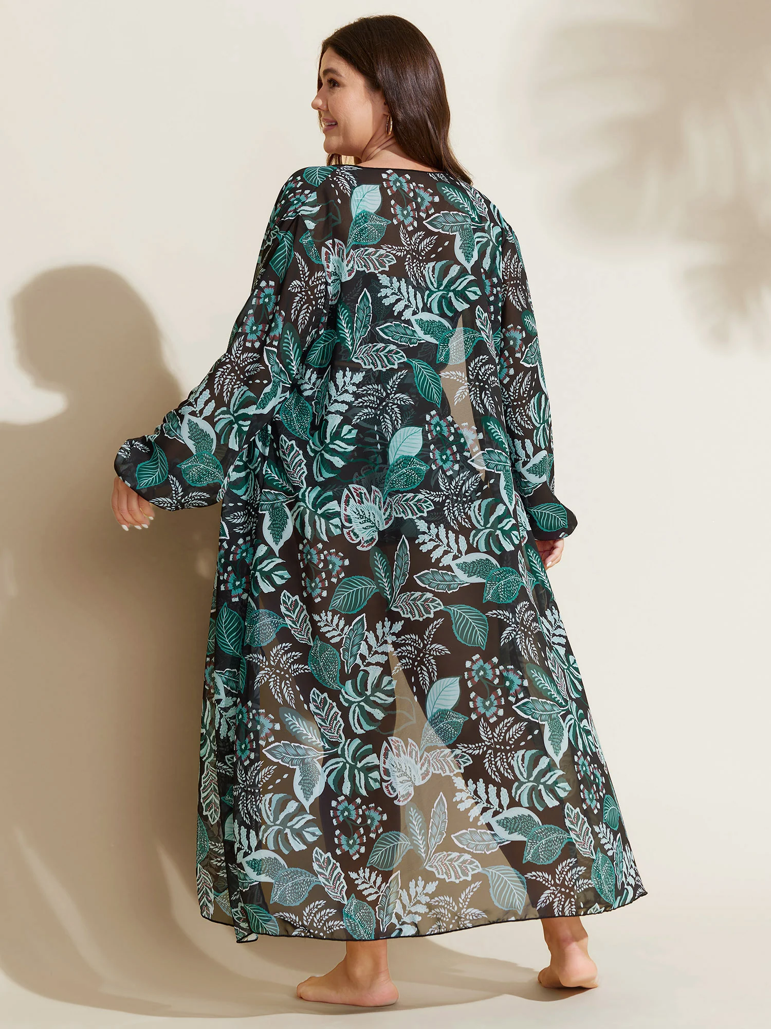 Tropical Breeze Stretchy Sleeve Swim Cover-Up - Image 5