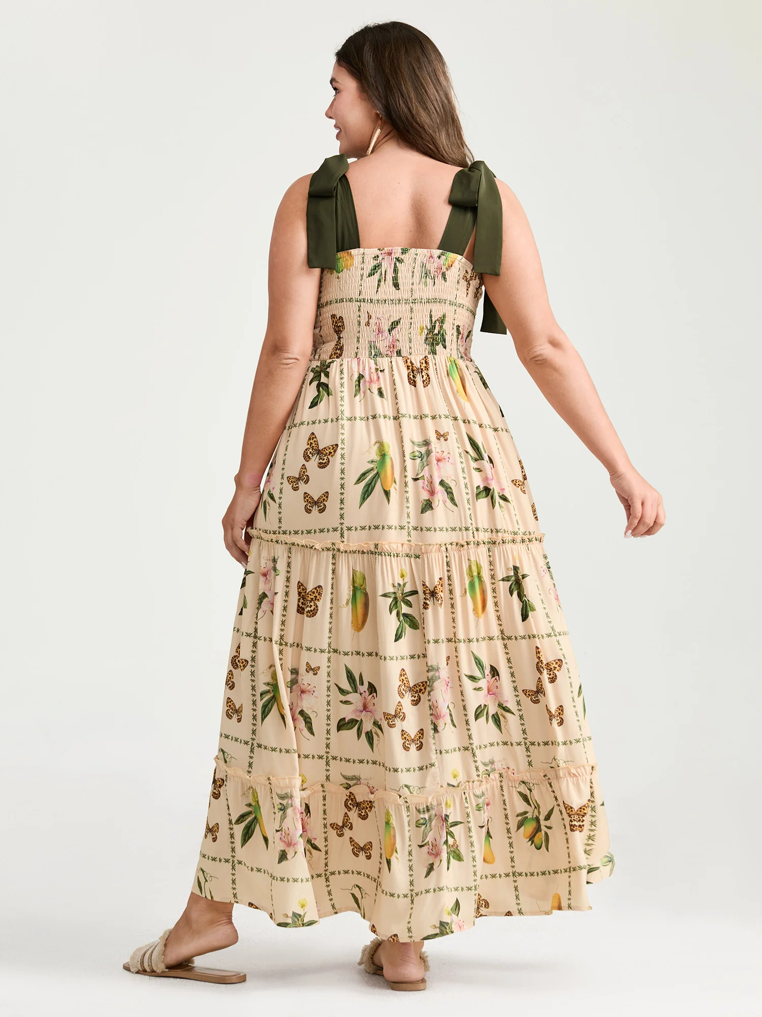 Tropical Collage Print Shoulder Tie Maxi Dress - Image 4