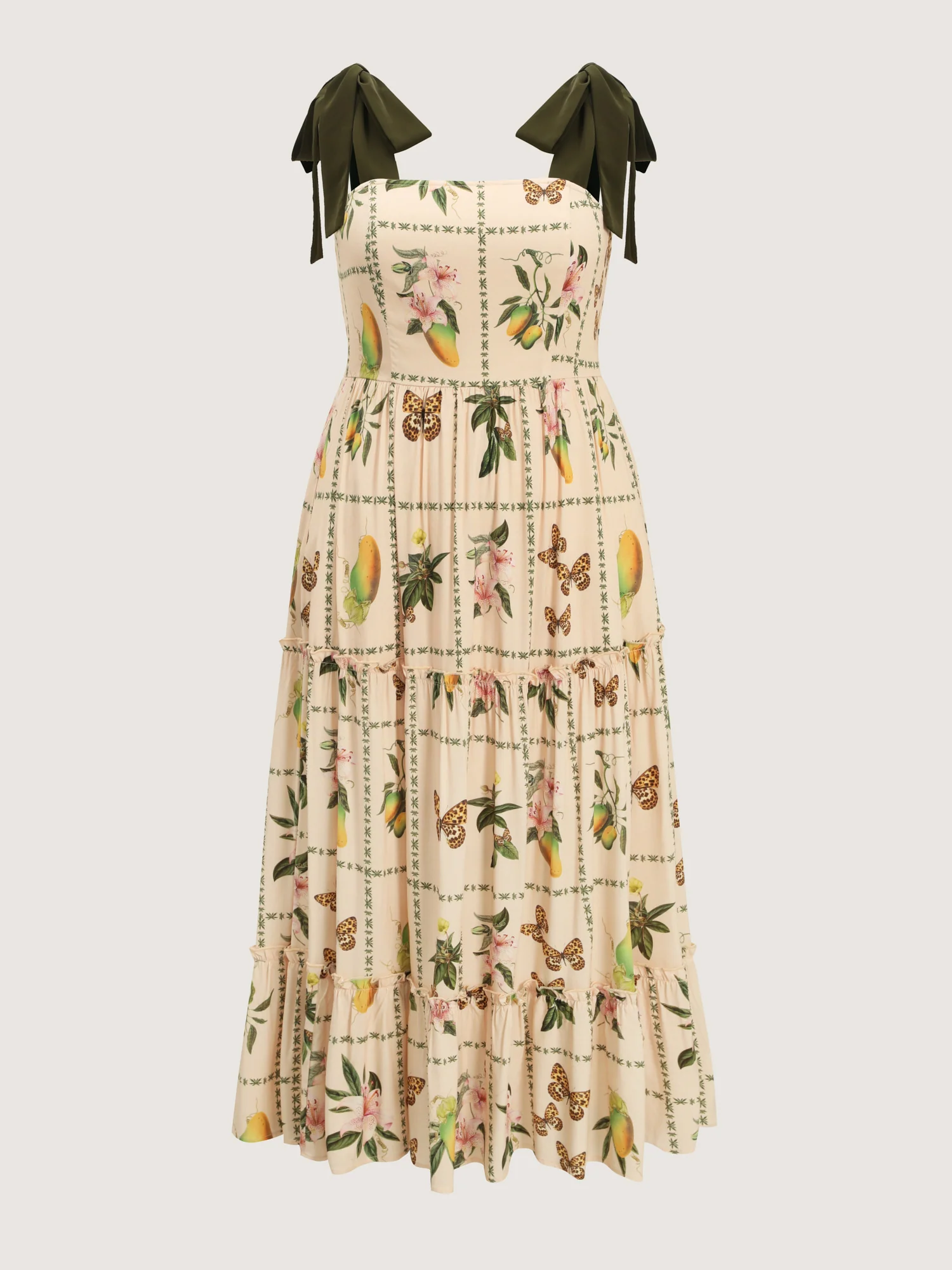 Tropical Collage Print Shoulder Tie Maxi Dress - Image 7