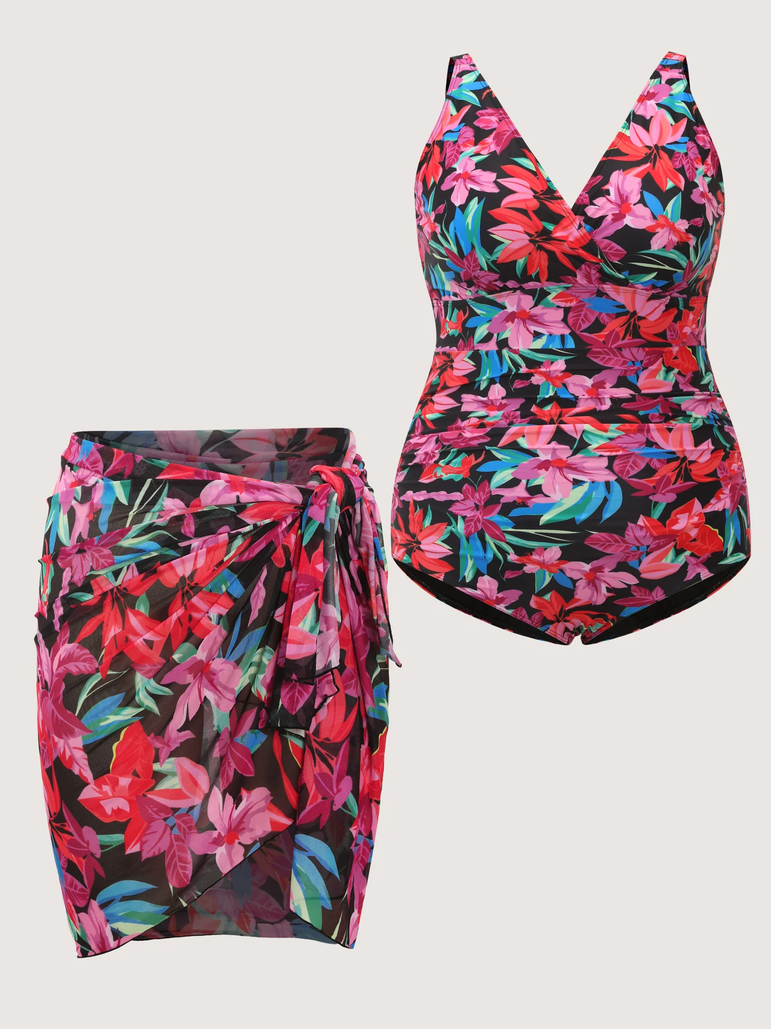 Tropical Escape Print Sarong One-Piece Swimsuit - Image 6