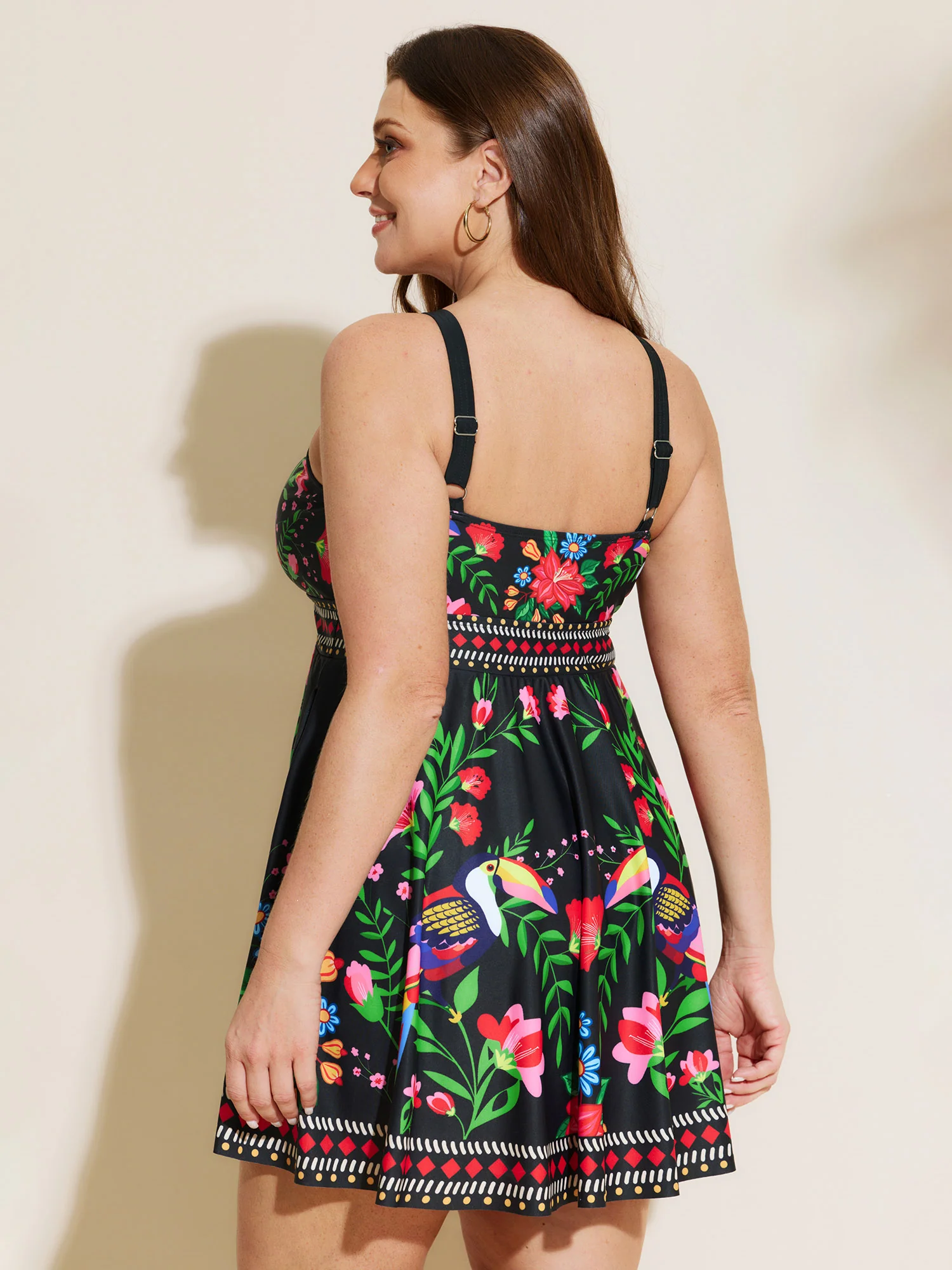 Tropical Escape Printed Pockets Swim Dress - Image 5
