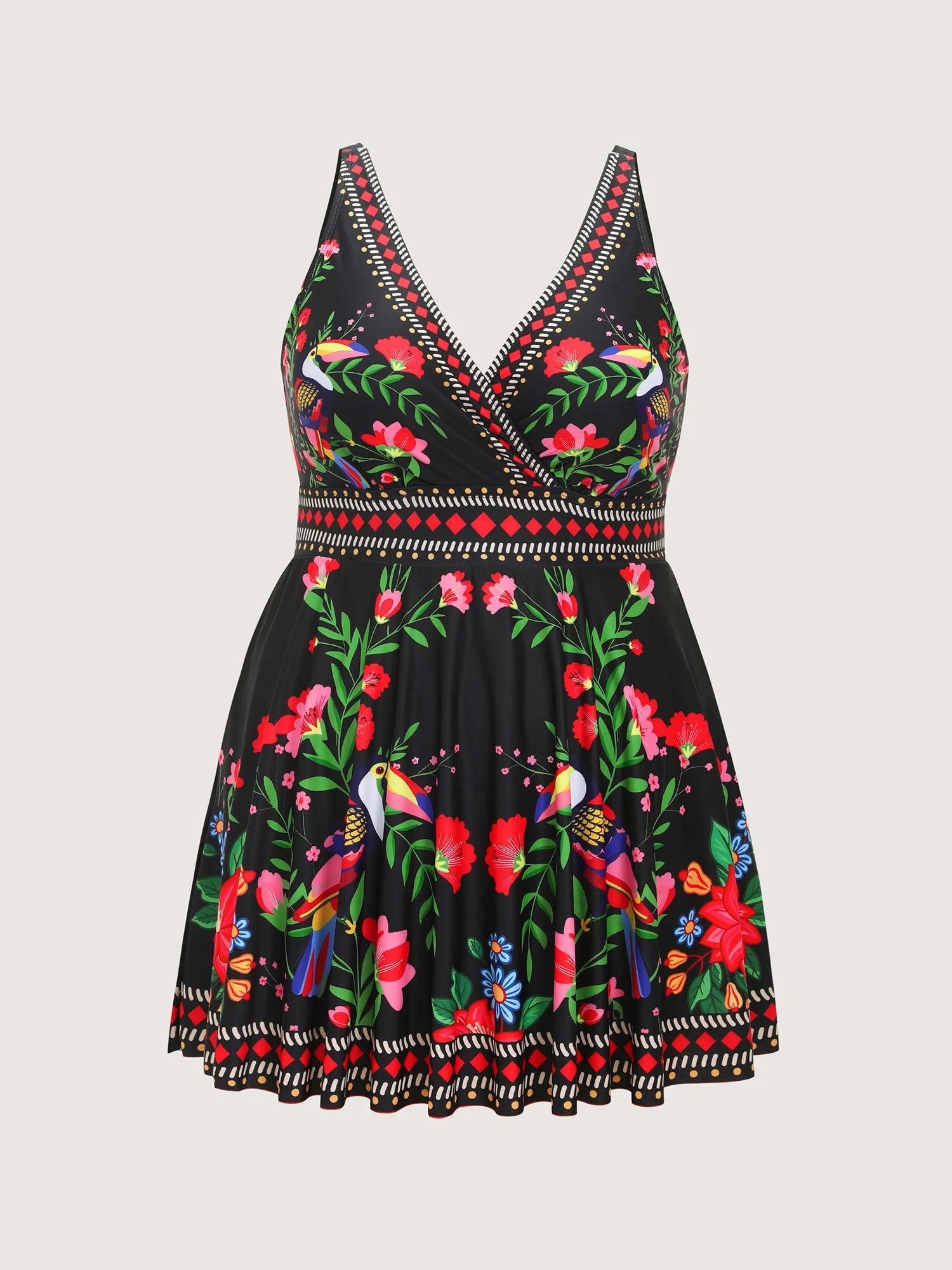 Tropical Escape Printed Pockets Swim Dress - Image 6