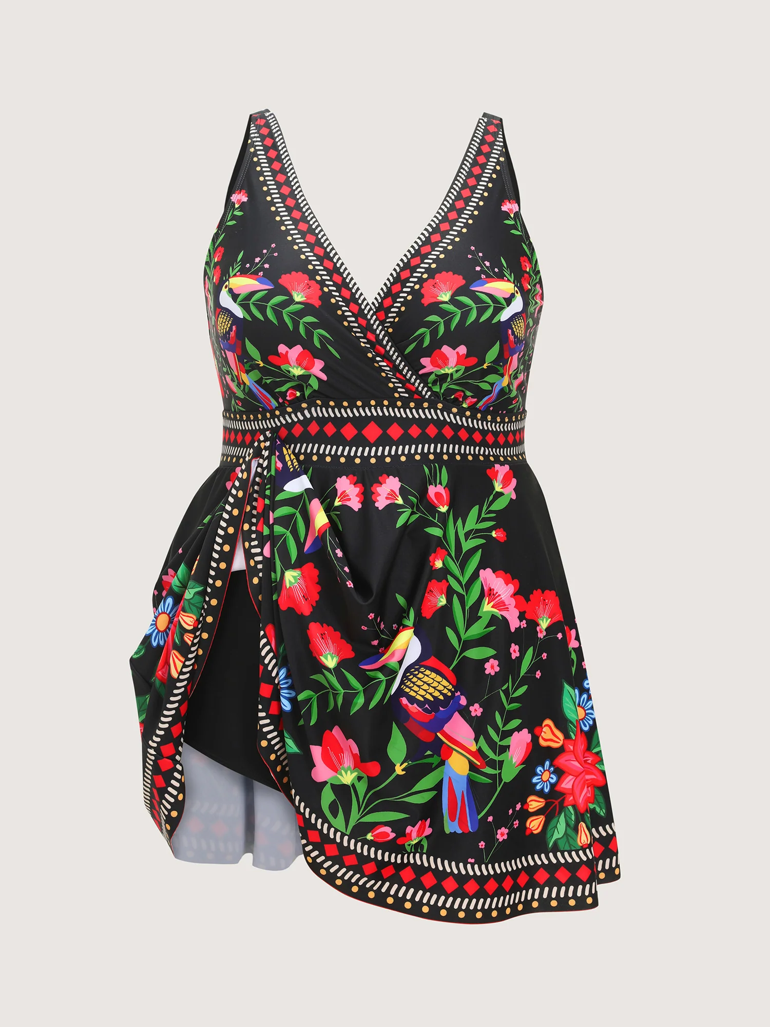 Tropical Escape Printed Pockets Swim Dress - Image 7