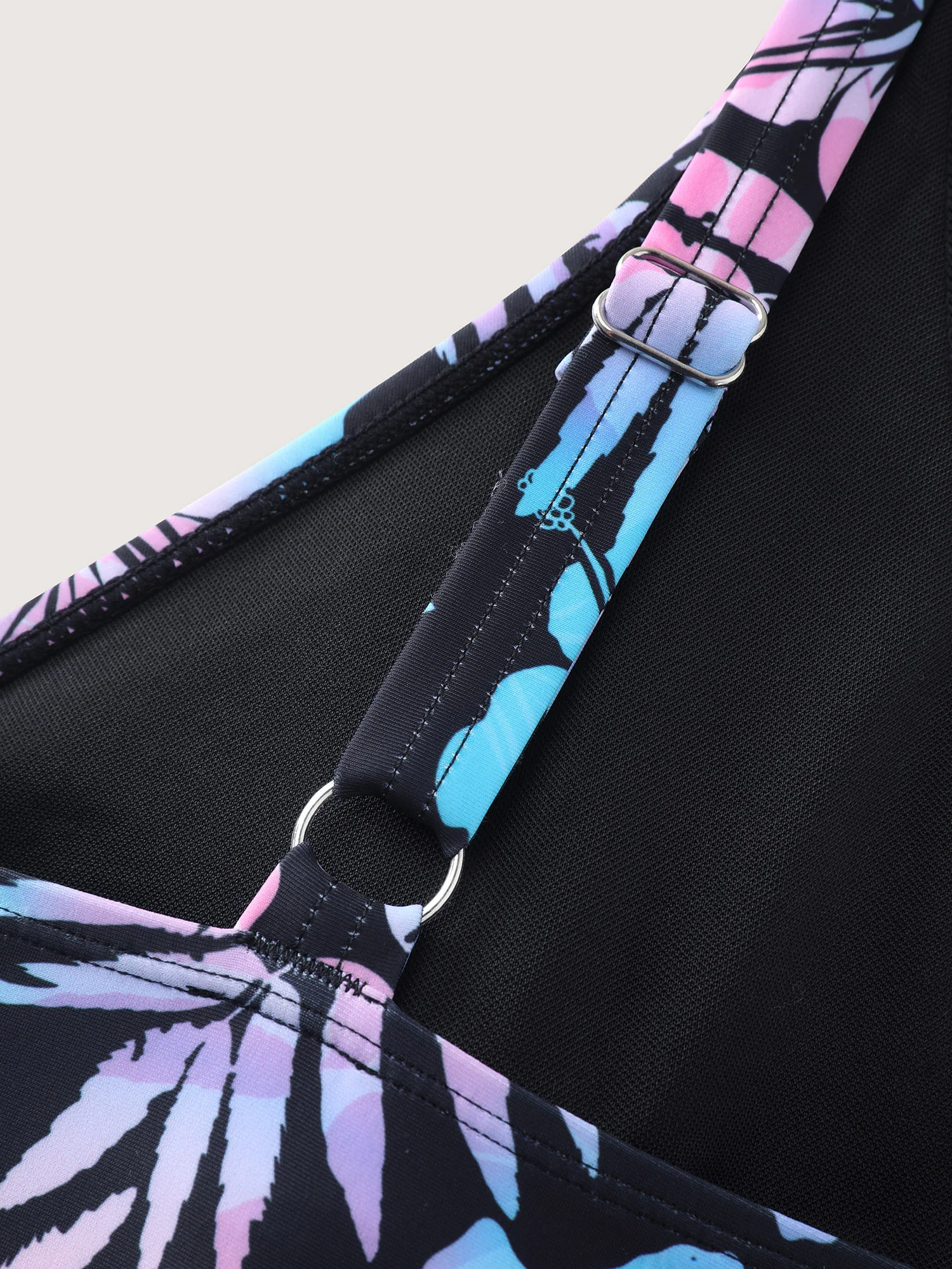 Tropical Floral Color Contrast Pocket Swim Dress - Image 9
