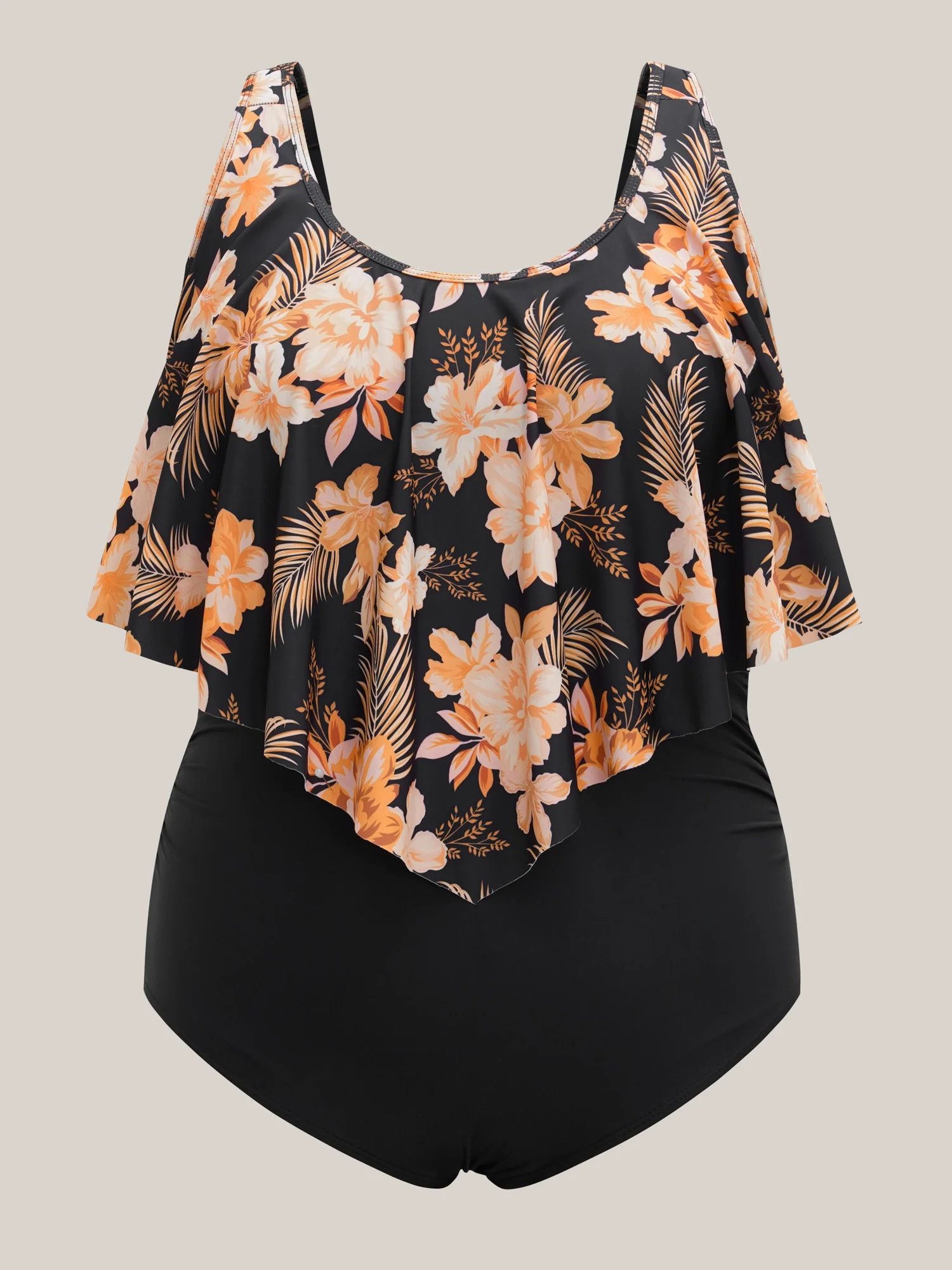 Tropical Floral Flared One-Piece Swimsuit - Image 7