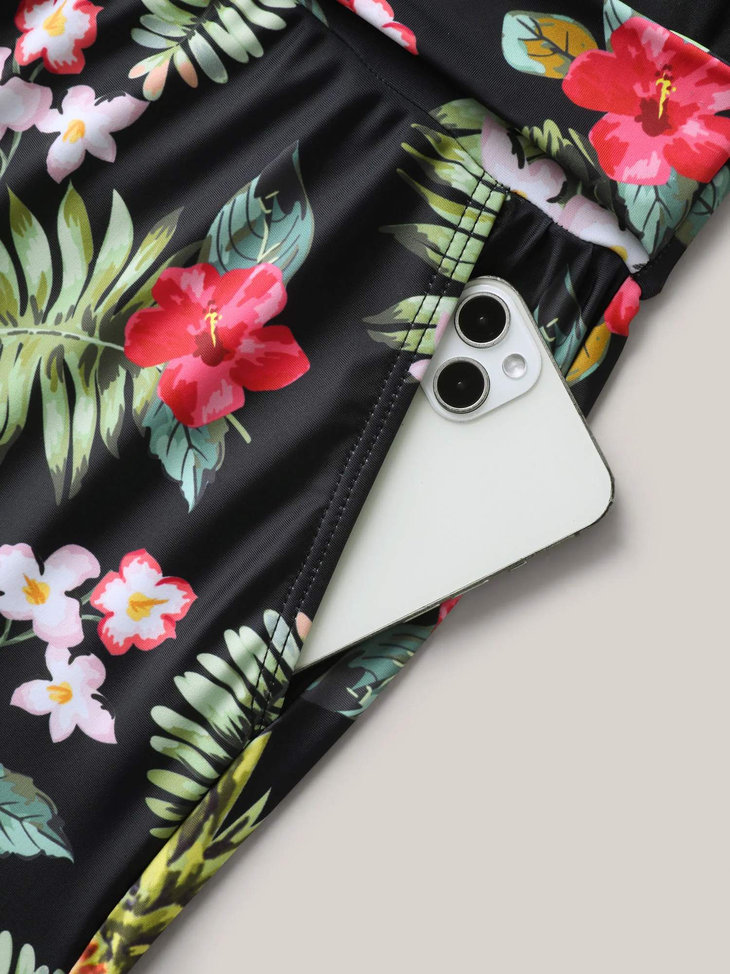 Tropical Floral Pockets One-Piece Swimsuit - Image 7